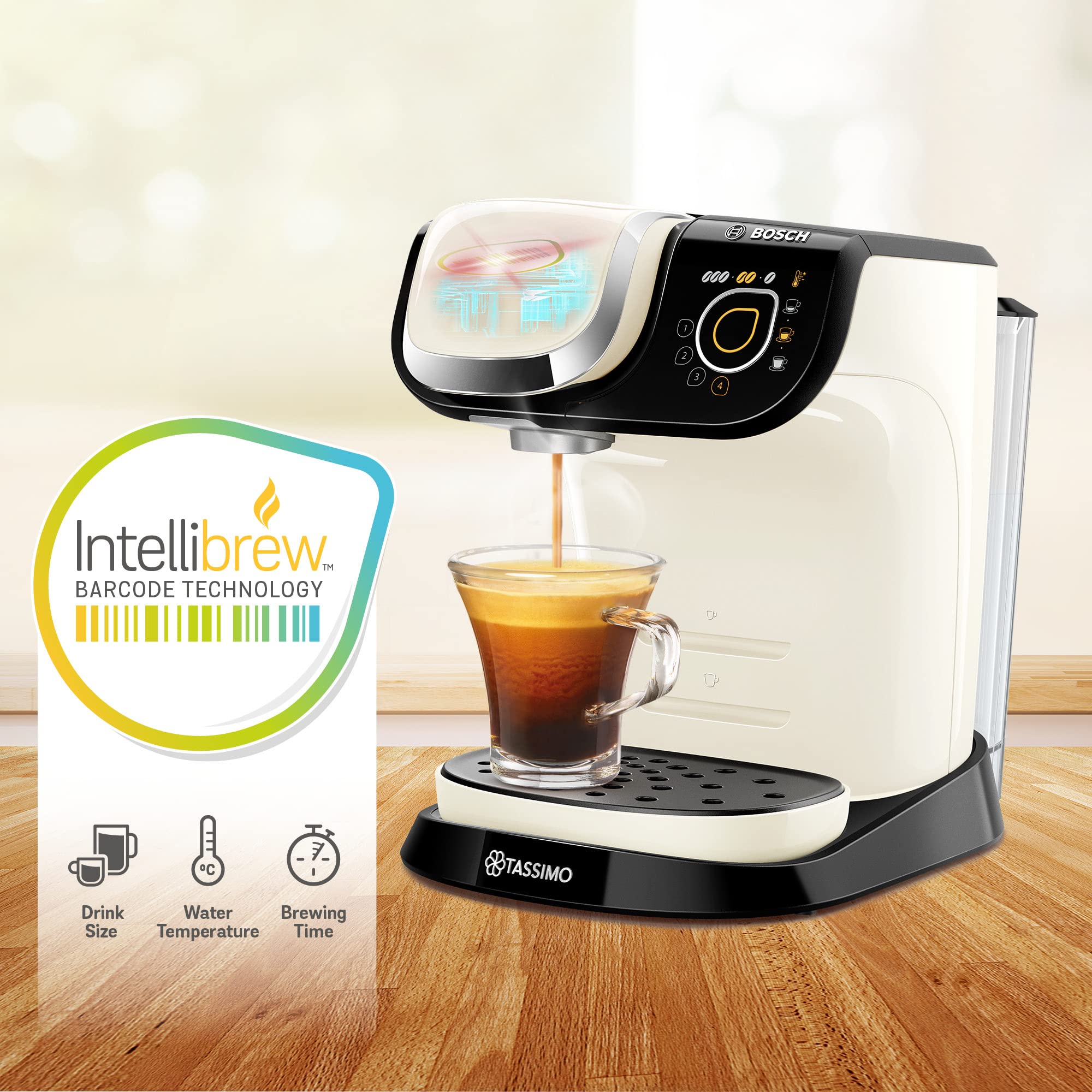 Tassimo by Bosch My Way 2 TAS6507GB Coffee Machine - 1500W, 1.3L Tank, Cream 5