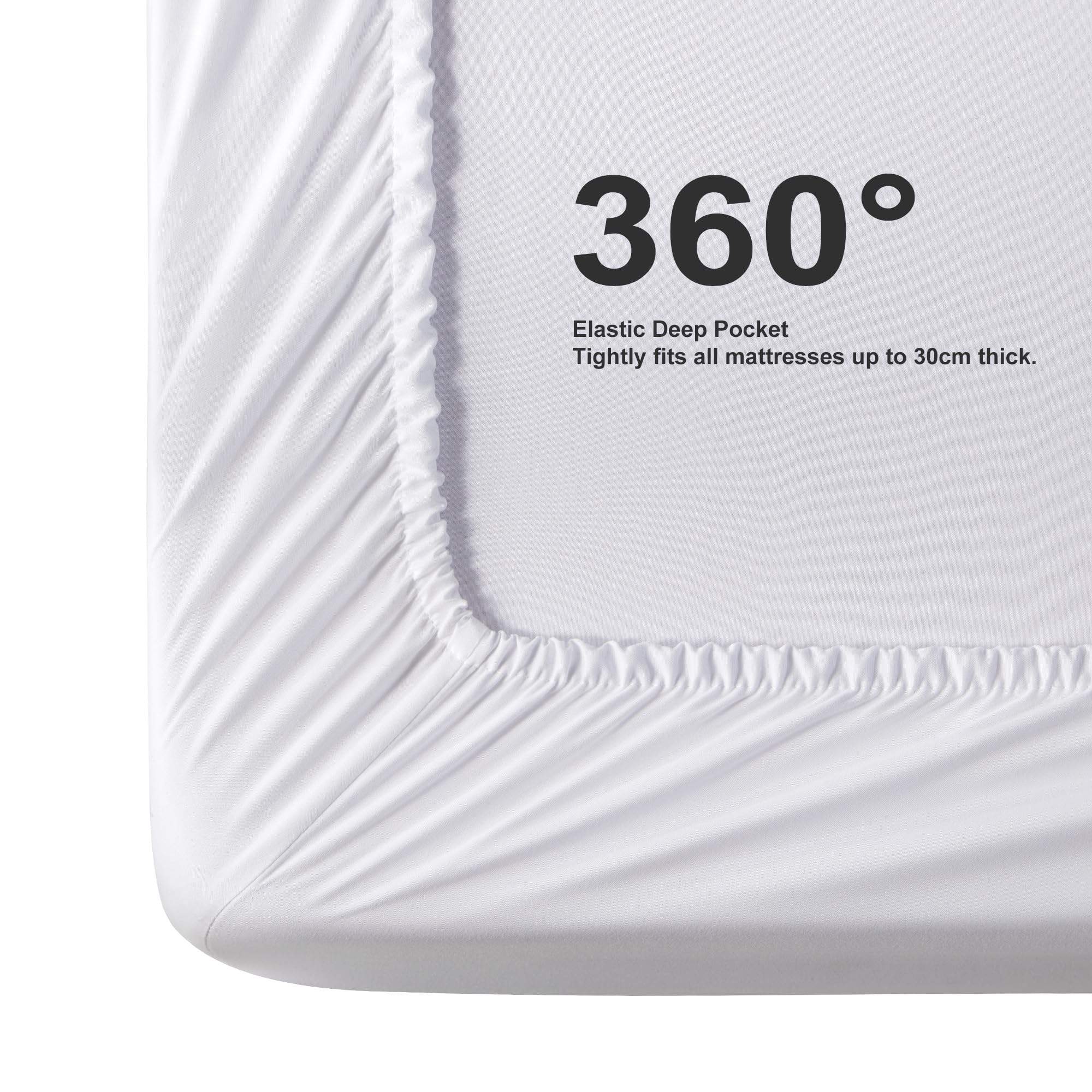 Sonive Single Fitted Sheet - Deep Pocket 11 inch | Brushed Polyester | White | Easy Care 4