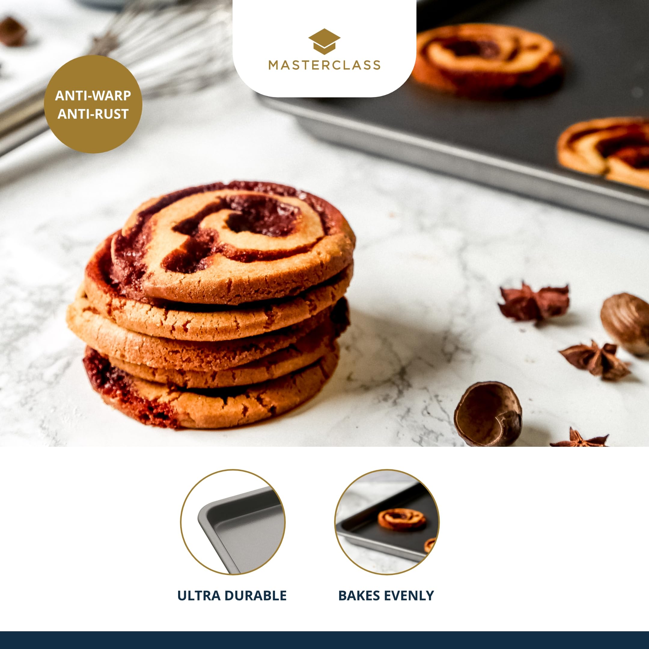 MasterClass Carbon Steel Non-Stick Baking Sheet | 35x25cm | Oven Safe to 220°C 5