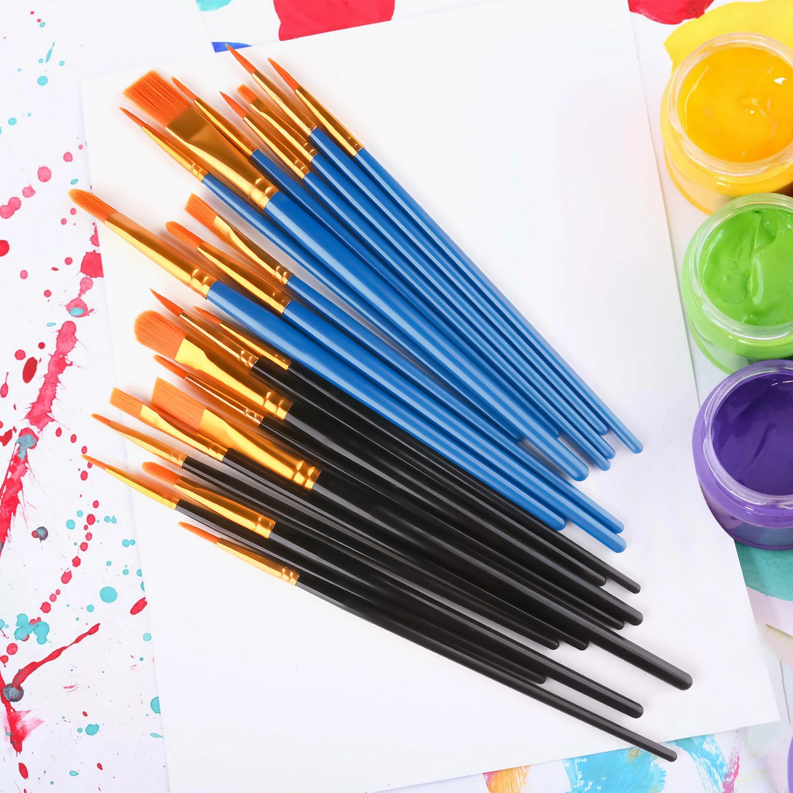 Admygo 20 PCS Nylon Hair Paint Brushes Set - Flat, Round, Filbert Tips for Watercolor, Oil 4