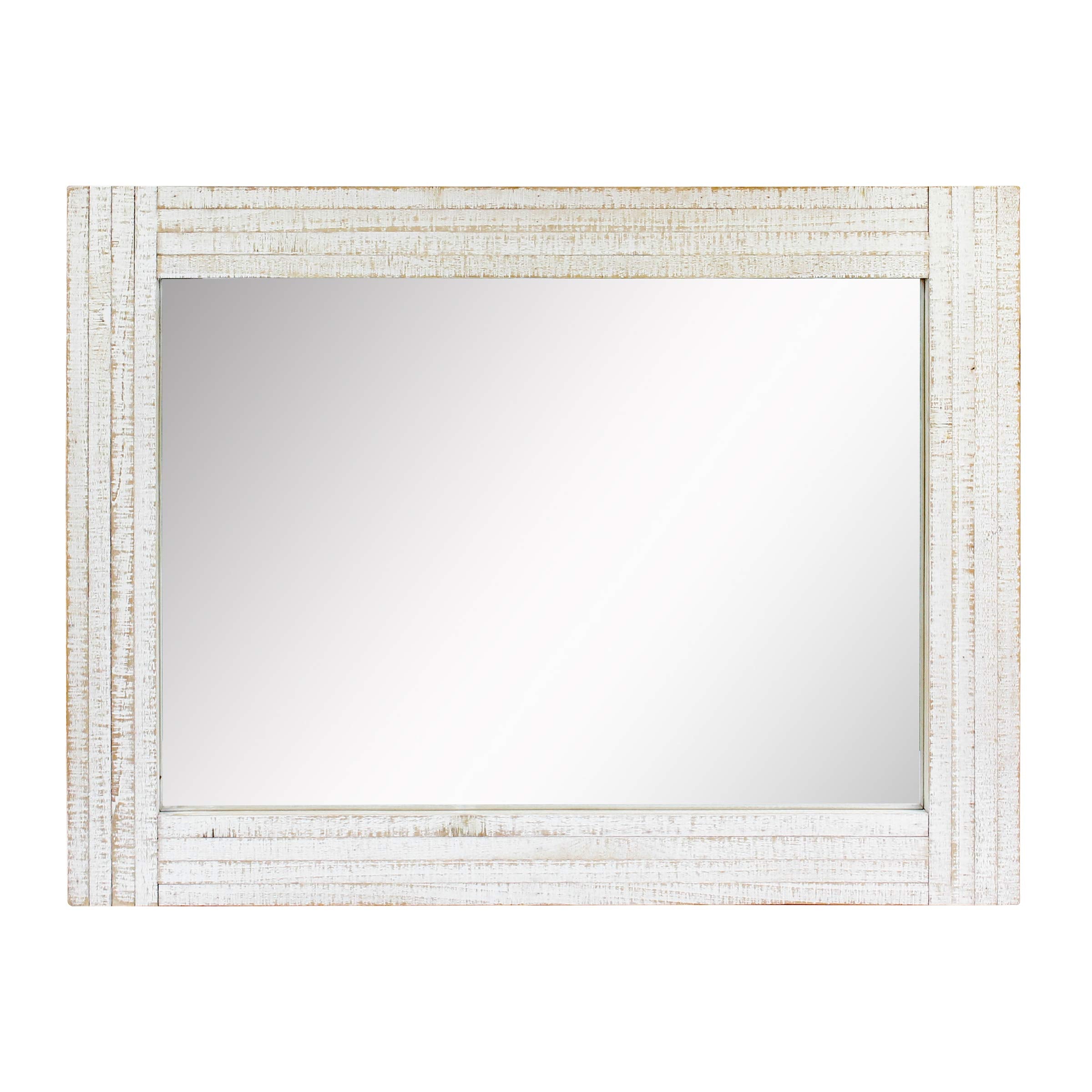 Stonebriar Rustic Rectangular Wall Mirror - Worn White Wood Frame | 24" x 18" 3