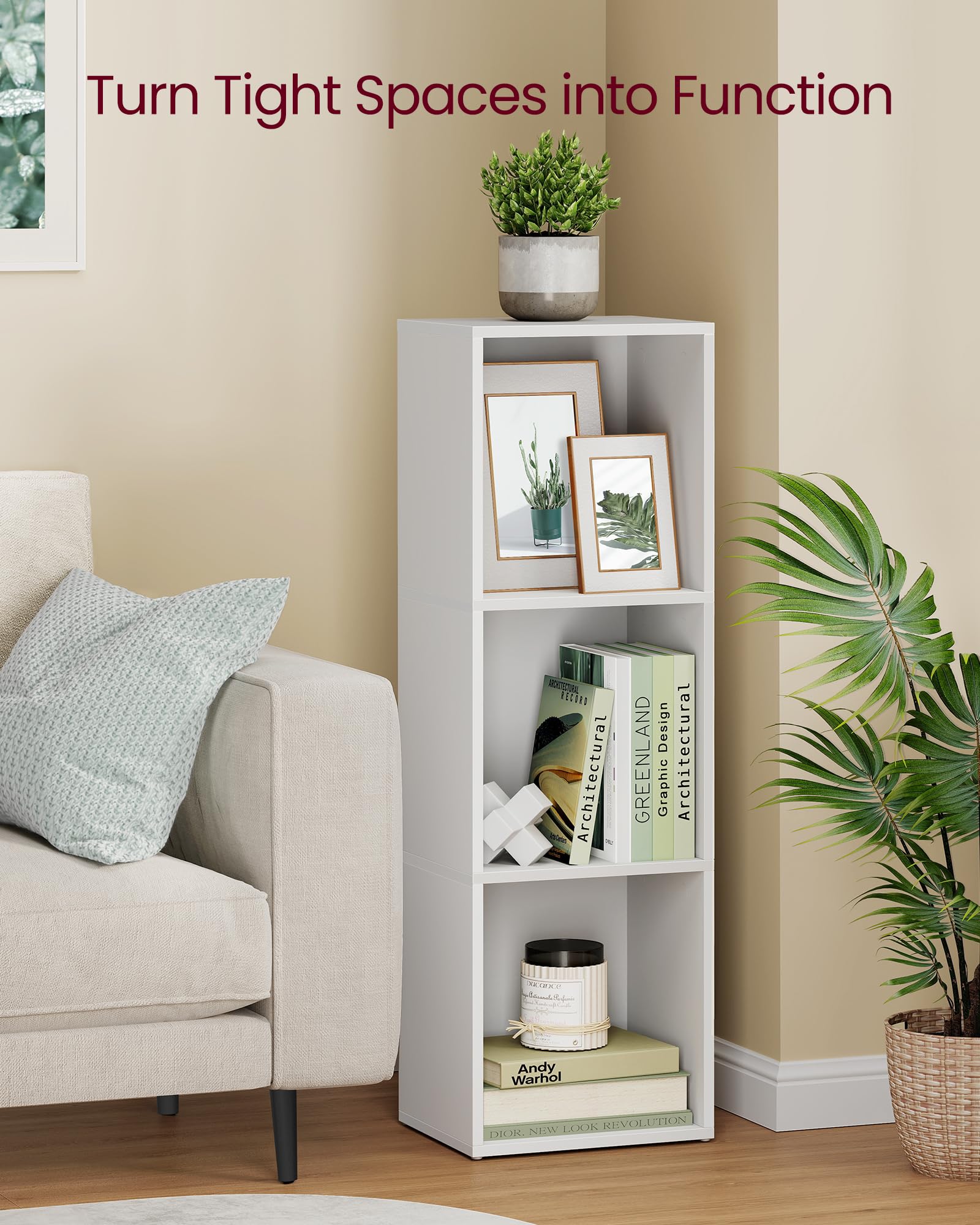 VASAGLE CUSTOS Collection Bookshelf - 3-Tier Cube Storage | Cloud White | 24 x 30 x 94.8 cm 4