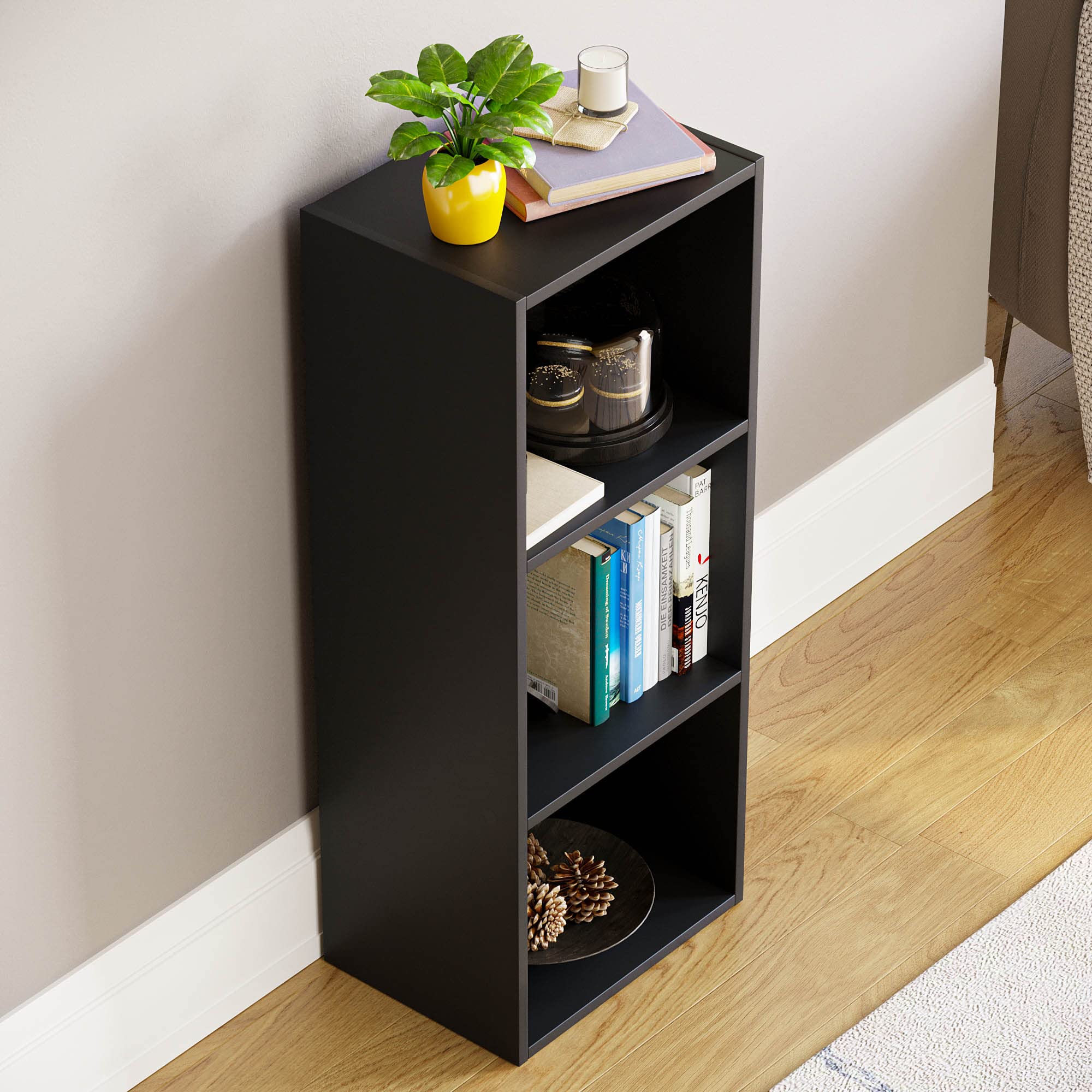 Vida Designs Oxford 3 Tier Cube Bookcase - Black Engineered Wood Storage | H 80 x W 32 x D 24 cm 7