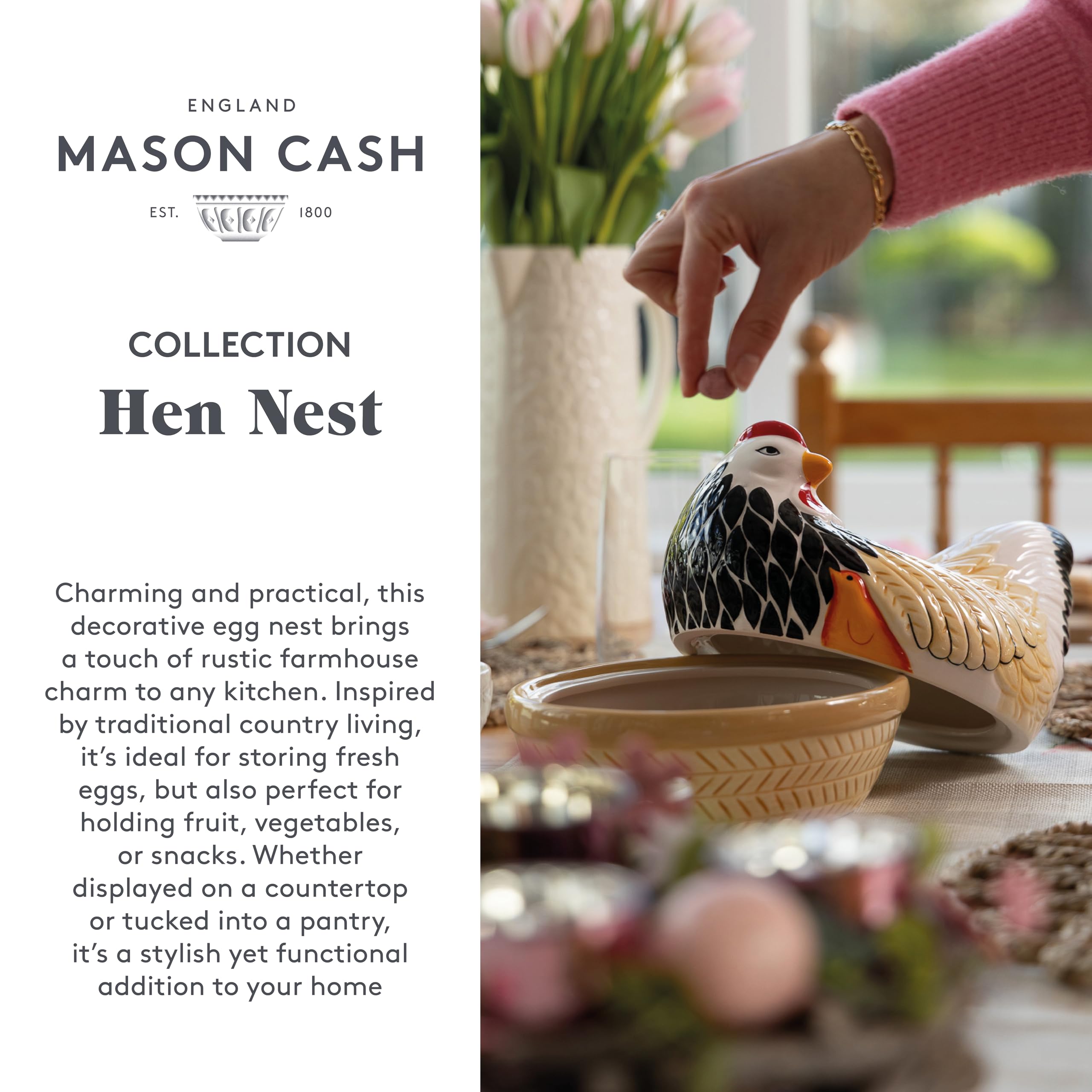 Mason Cash Rise & Shine Hen Nest Egg Basket | Stoneware | Copper Black 5