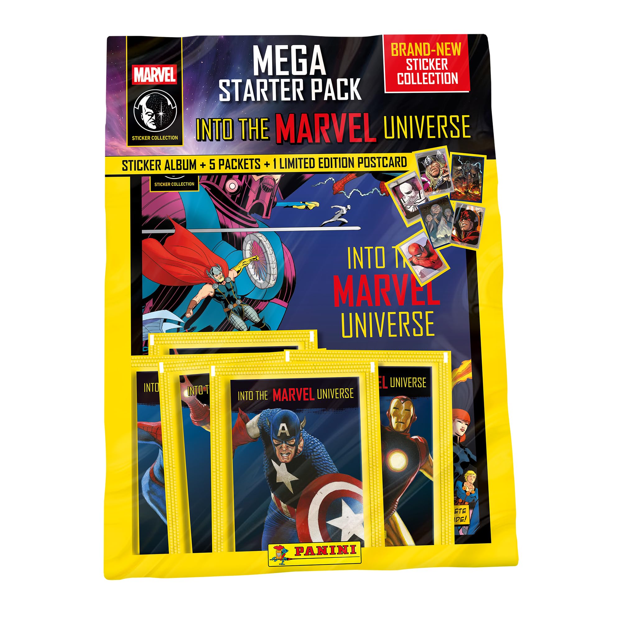 Panini Marvel Universe Sticker Collection Starter Pack | 216 Stickers to Collect | Includes Album & Postcard 1