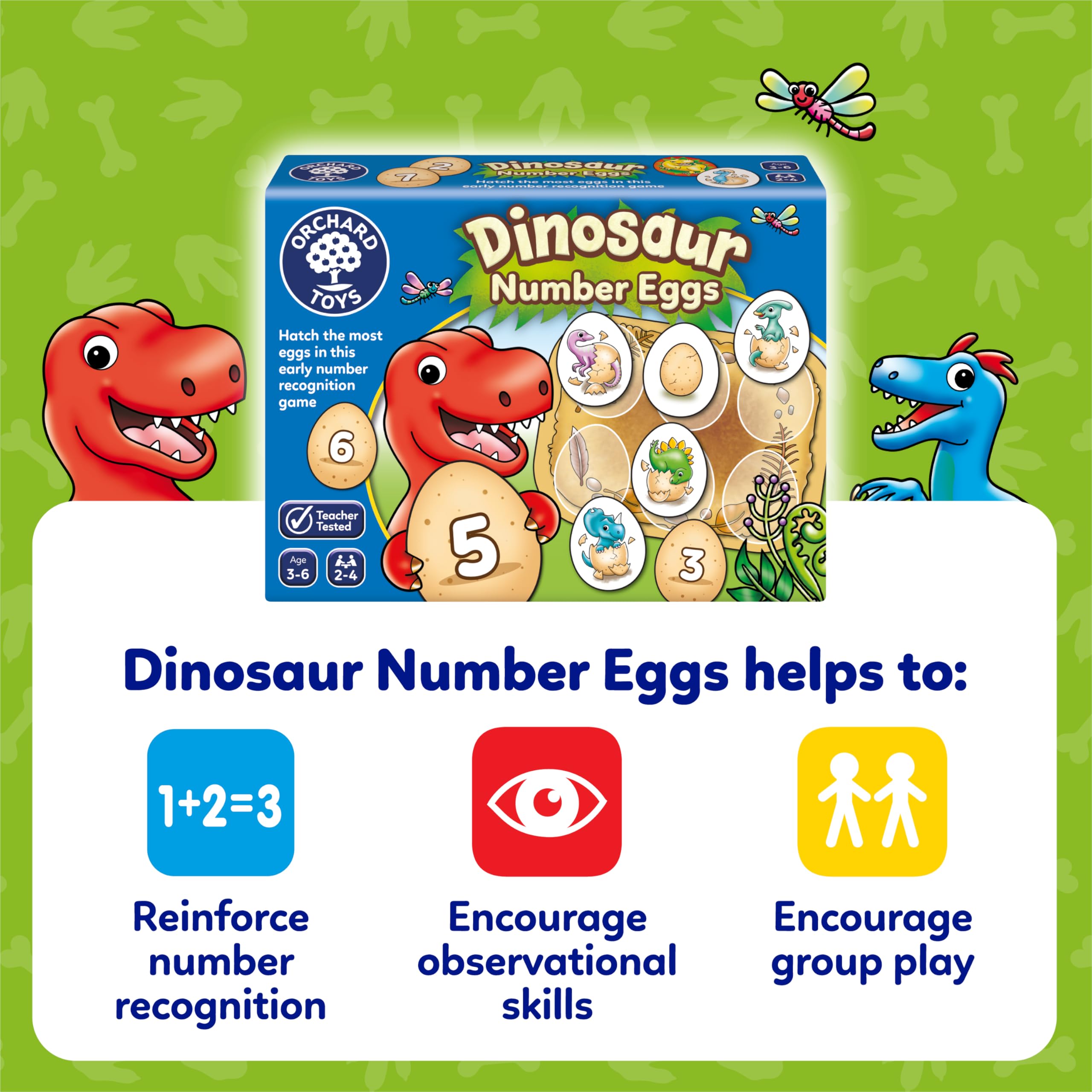 Orchard Toys Dinosaur Number Eggs - Educational Counting Game for Kids Ages 3-8 | Multi-Player 5