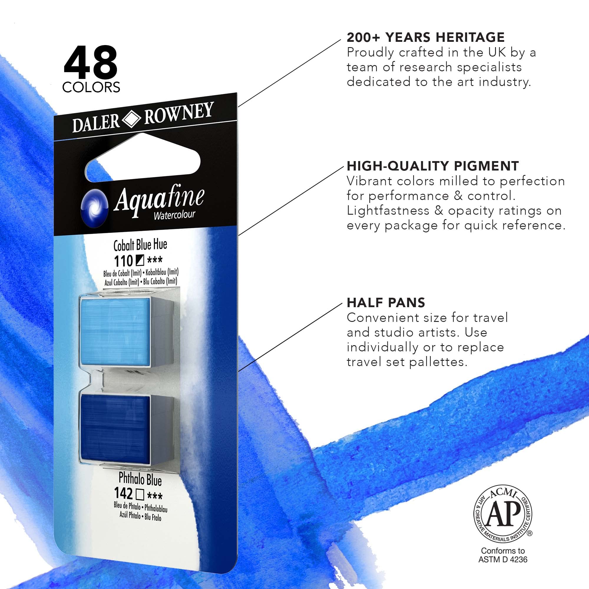 Daler Rowney Aquafine Watercolour Paint - Half Pan | High-Quality Pigments | Excellent Lightfastness 3