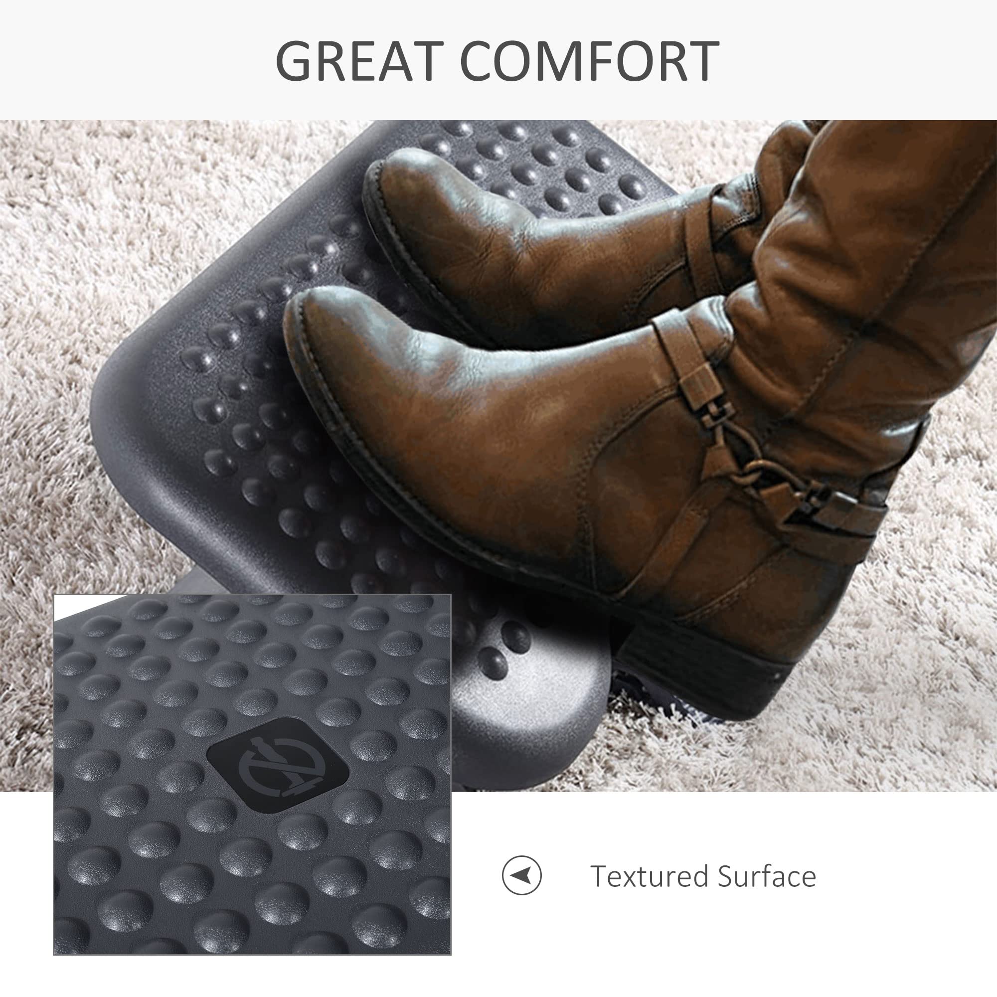 HOMCOM Ergonomic Footrest - Adjustable Height & Tilting Platform for Home Office Comfort | Charcoal Grey 4