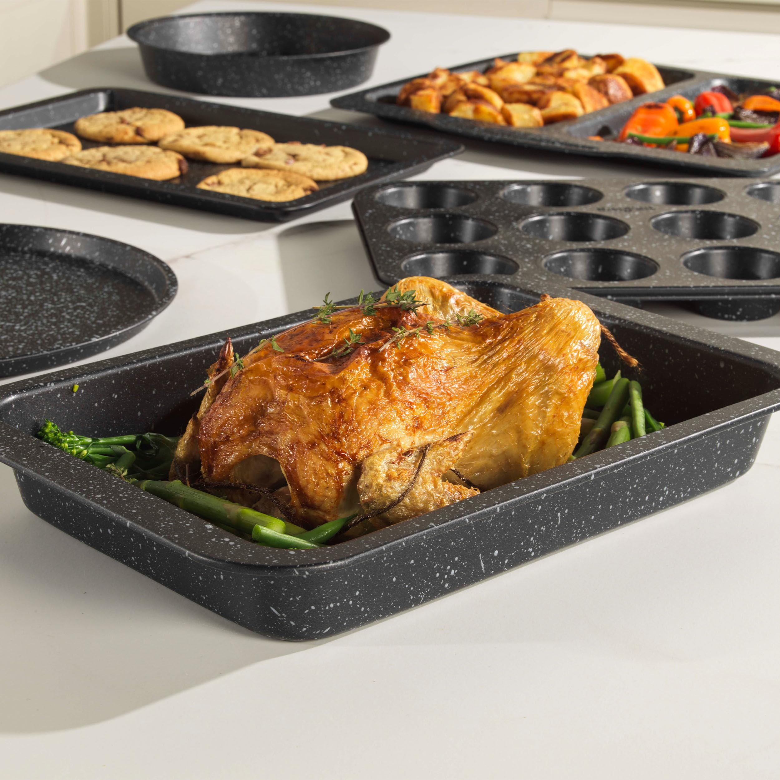 Salter Megastone BW07032EU7 36 cm Rectangular Roasting Tray | Carbon Steel | Oven Safe to 220°C 6