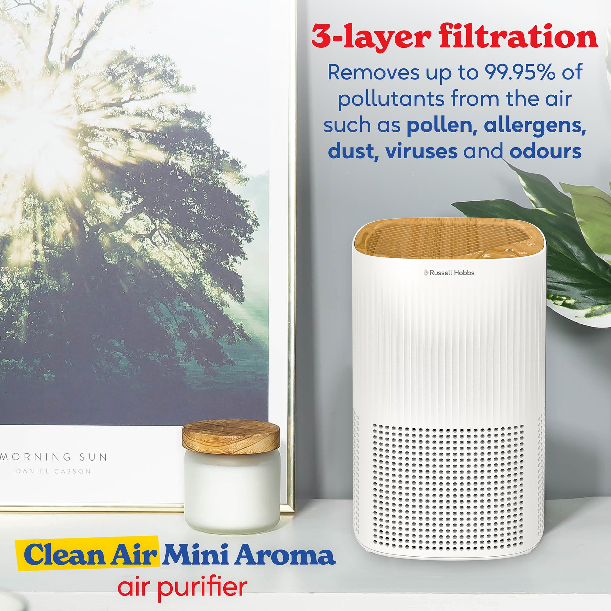 Russell Hobbs Air Purifier for Bedrooms & Home - 100m³/h CADR, 3-Stage Filtration, Aromatherapy 3
