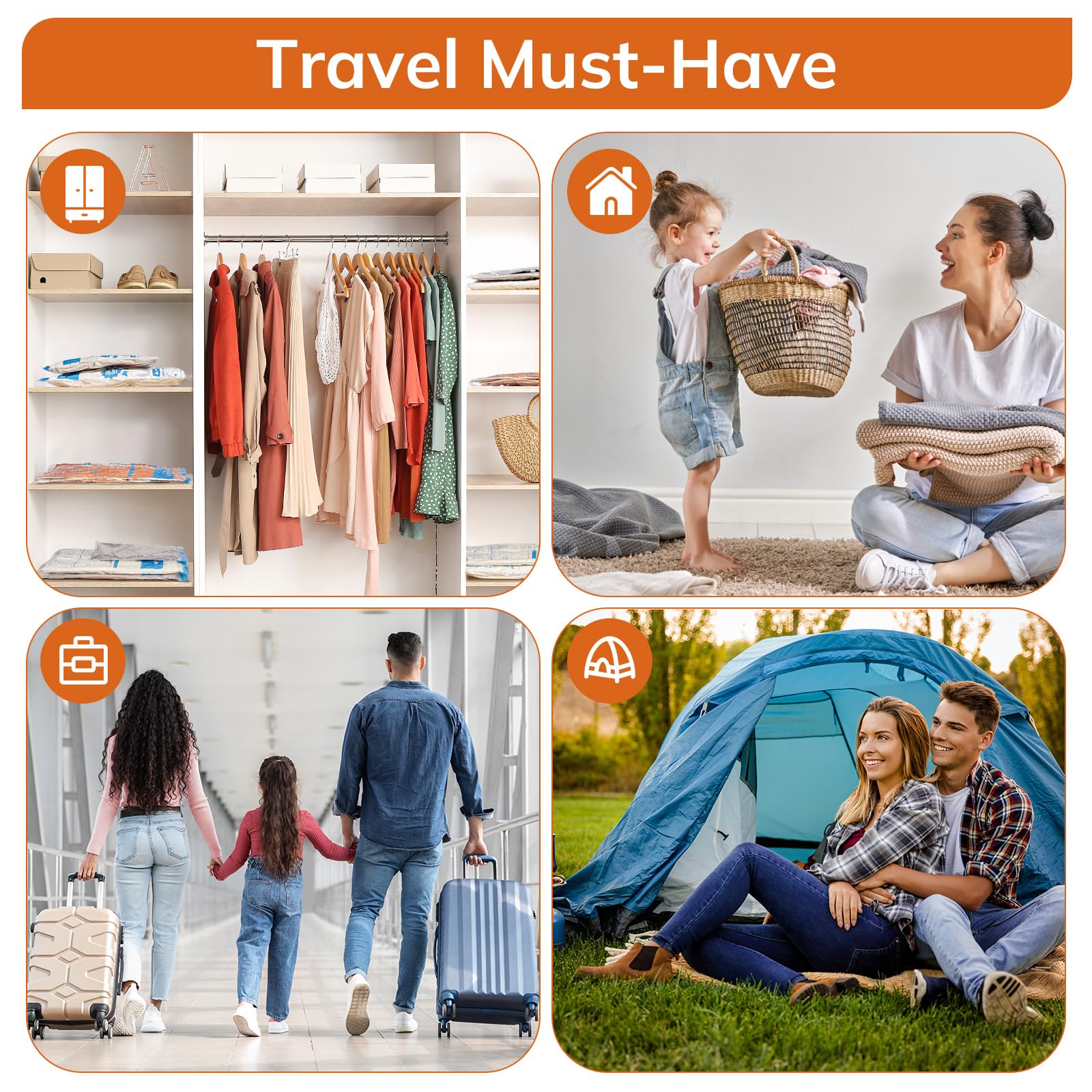 MONVANE Vacuum Storage Bags - 12 Pack Space Saver Bags with Wired Electric Air Pump for Travel 7