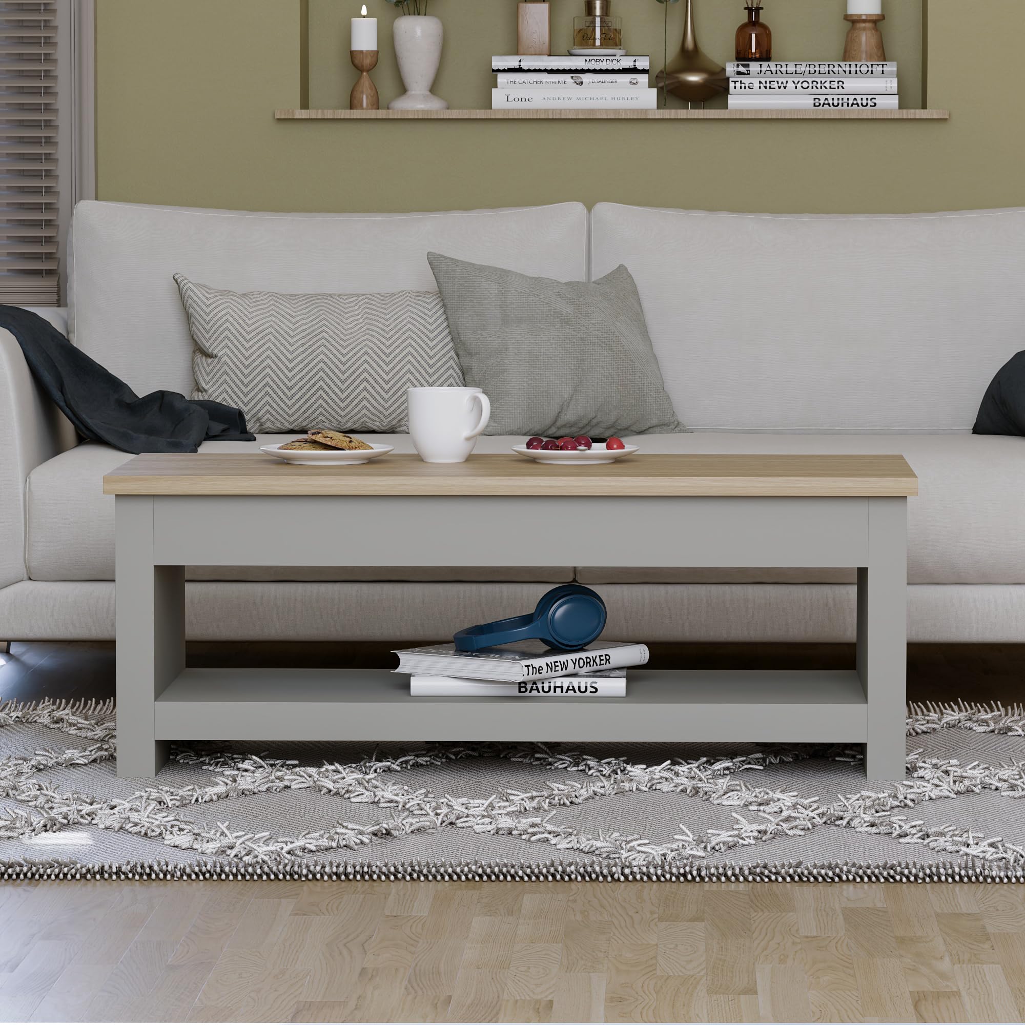 Vida Designs Arlington Coffee Table - Modern Design, 1 Shelf Storage | Grey & Oak | 105cm Wide 7