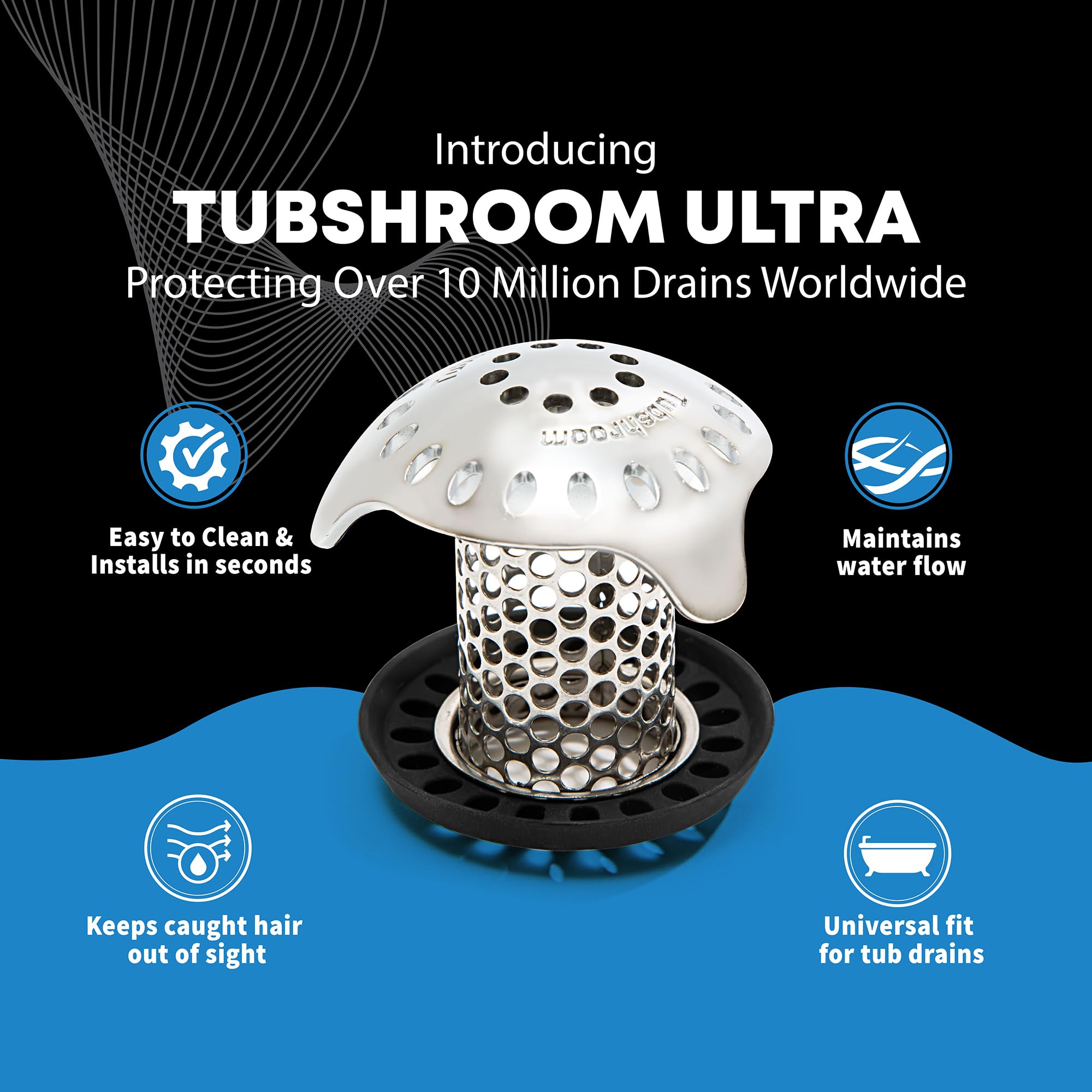 TubShroom Ultra Hair Catcher Drain Protector Platinum Bundle | Stainless Steel & Silicone | Patented Design 2