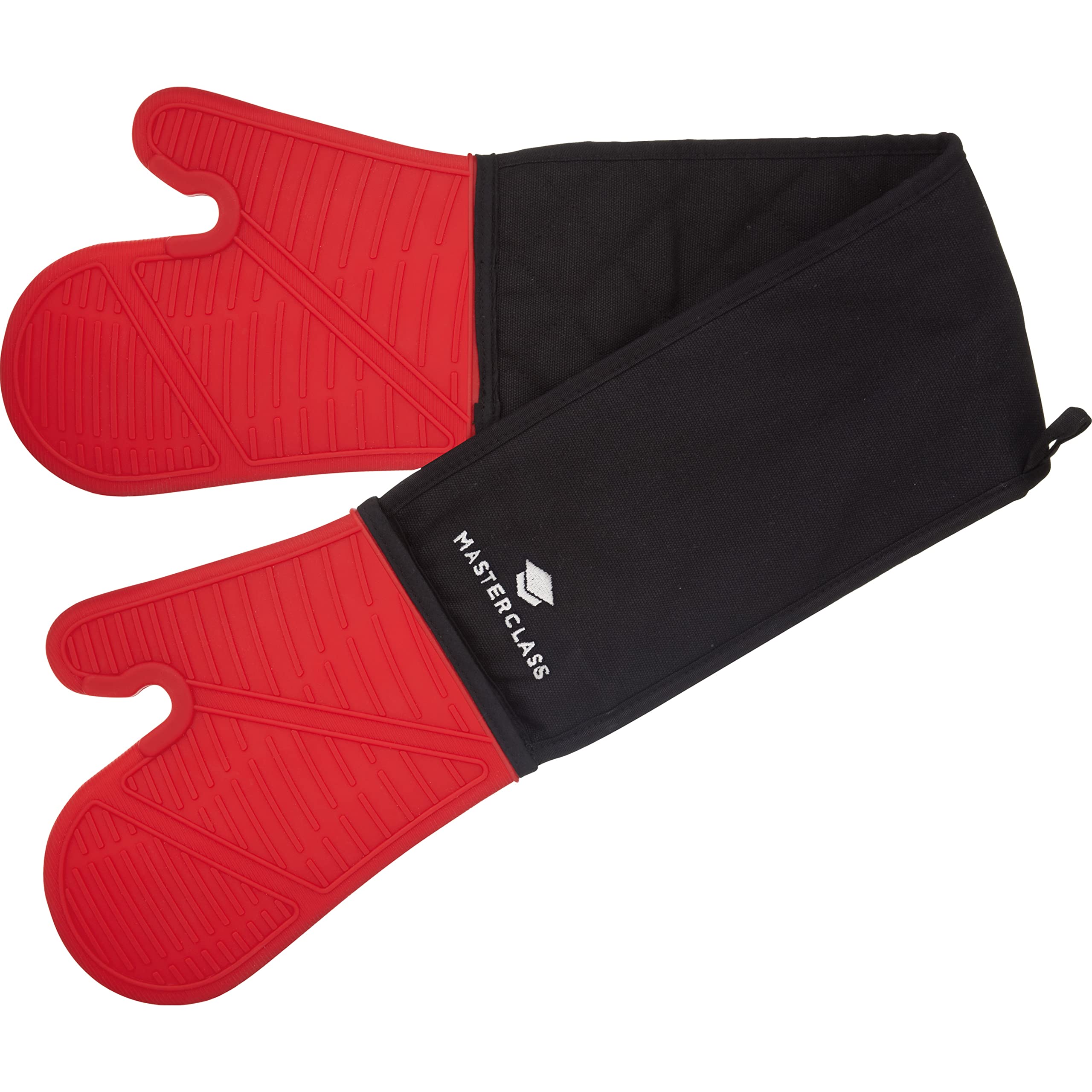 MasterClass Double Oven Glove - Heat Proof to 250°C | Silicone/Cotton | Black/Red 1