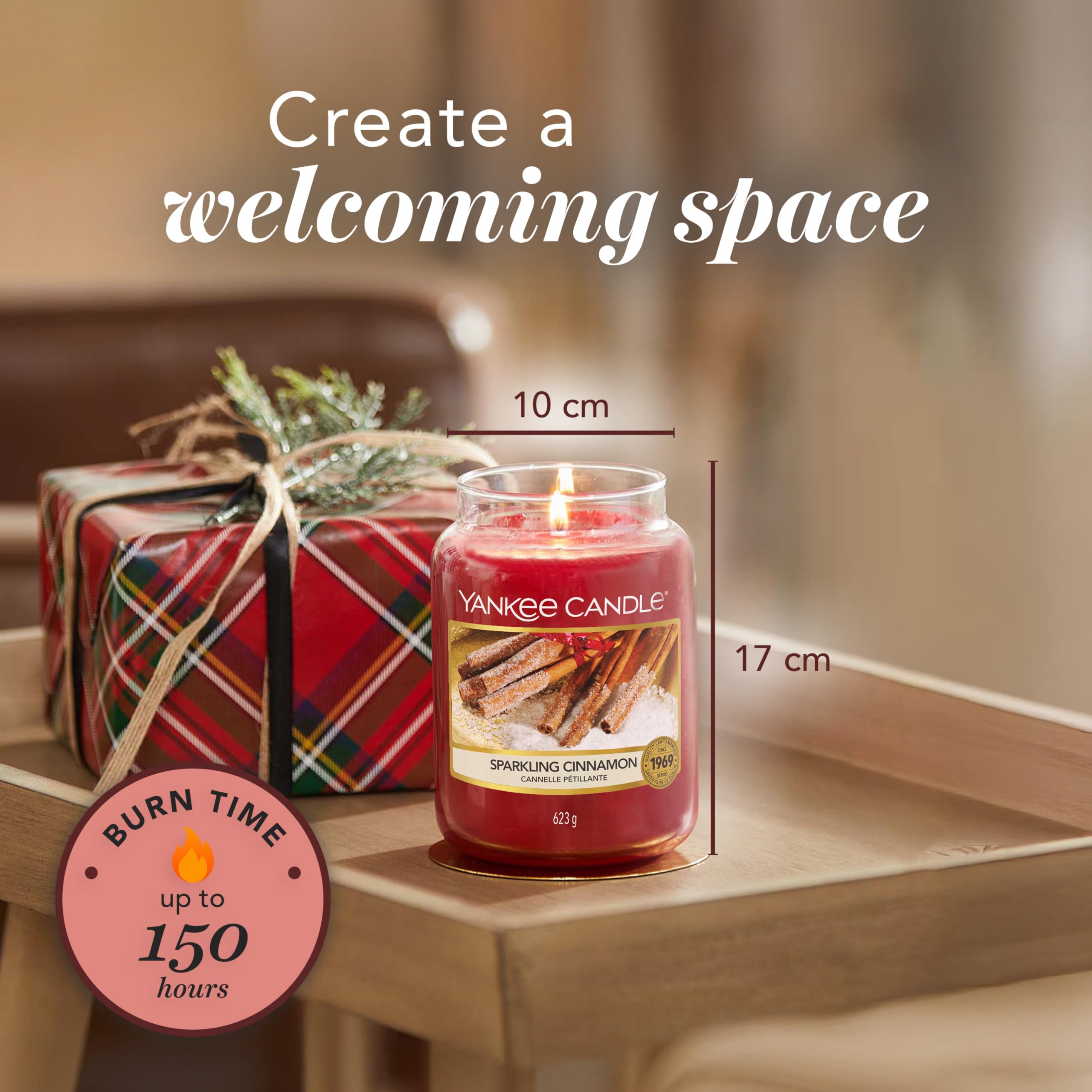 Yankee Candle Sparkling Cinnamon Large Jar Scented Candle | Up to 150 Hour Burn Time | 623g 5