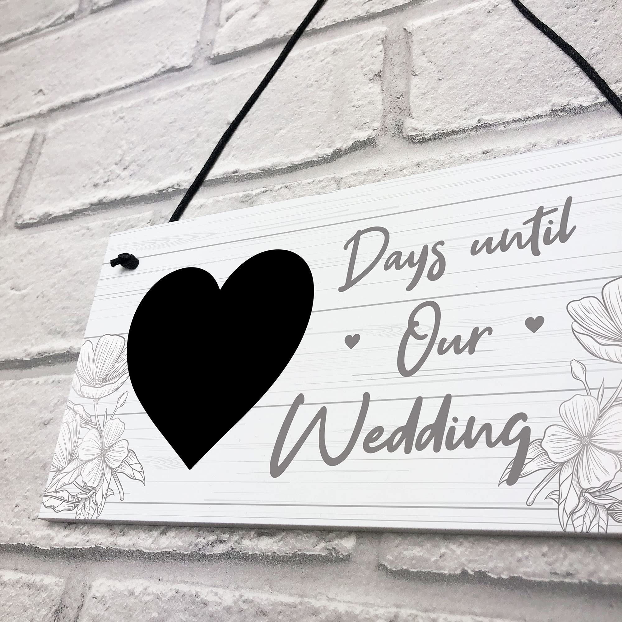 RED OCEAN Wedding Countdown Chalkboard Hanging Decor Sign | 20cm x 10cm PVC | Handmade in England 3