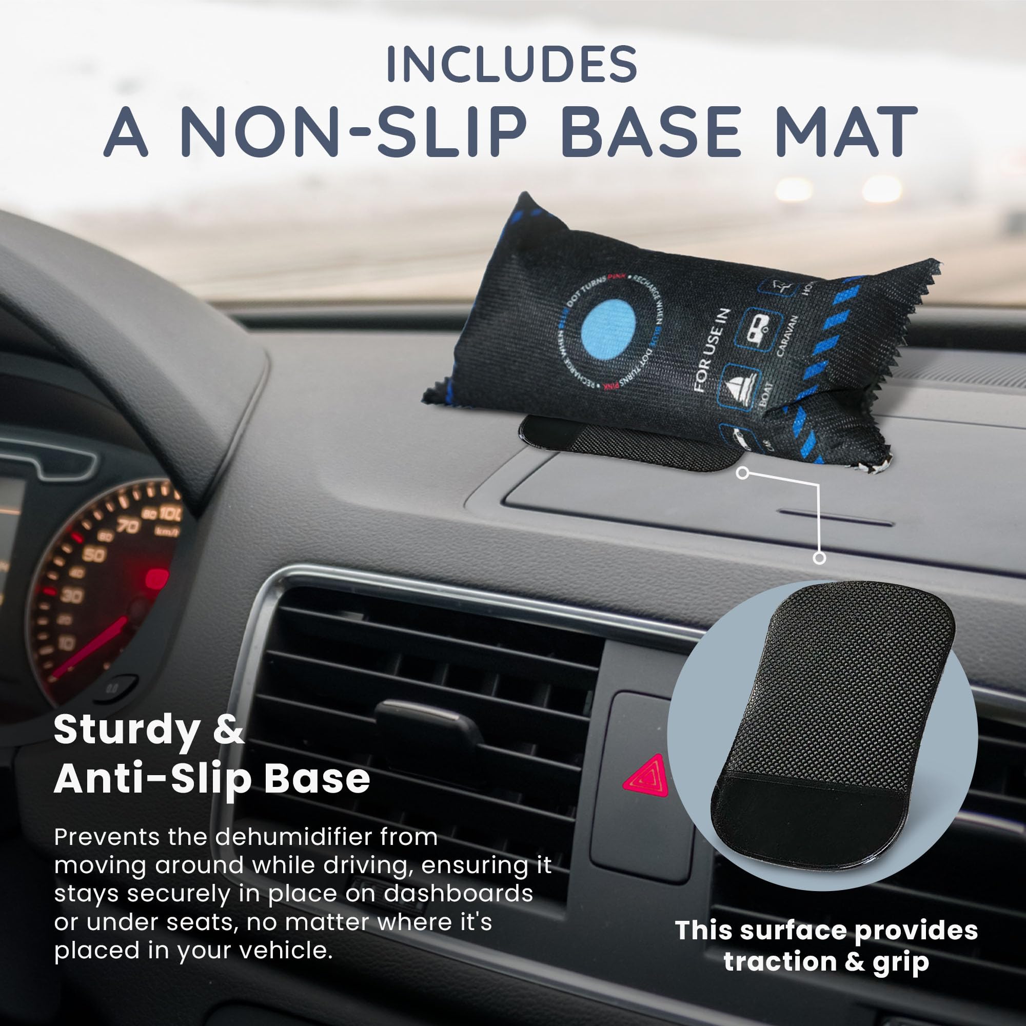 CUQOO 1KG Reusable Silica Gel Car Dehumidifier Bag with Anti-Slip Mat for Condensation & Damp 4