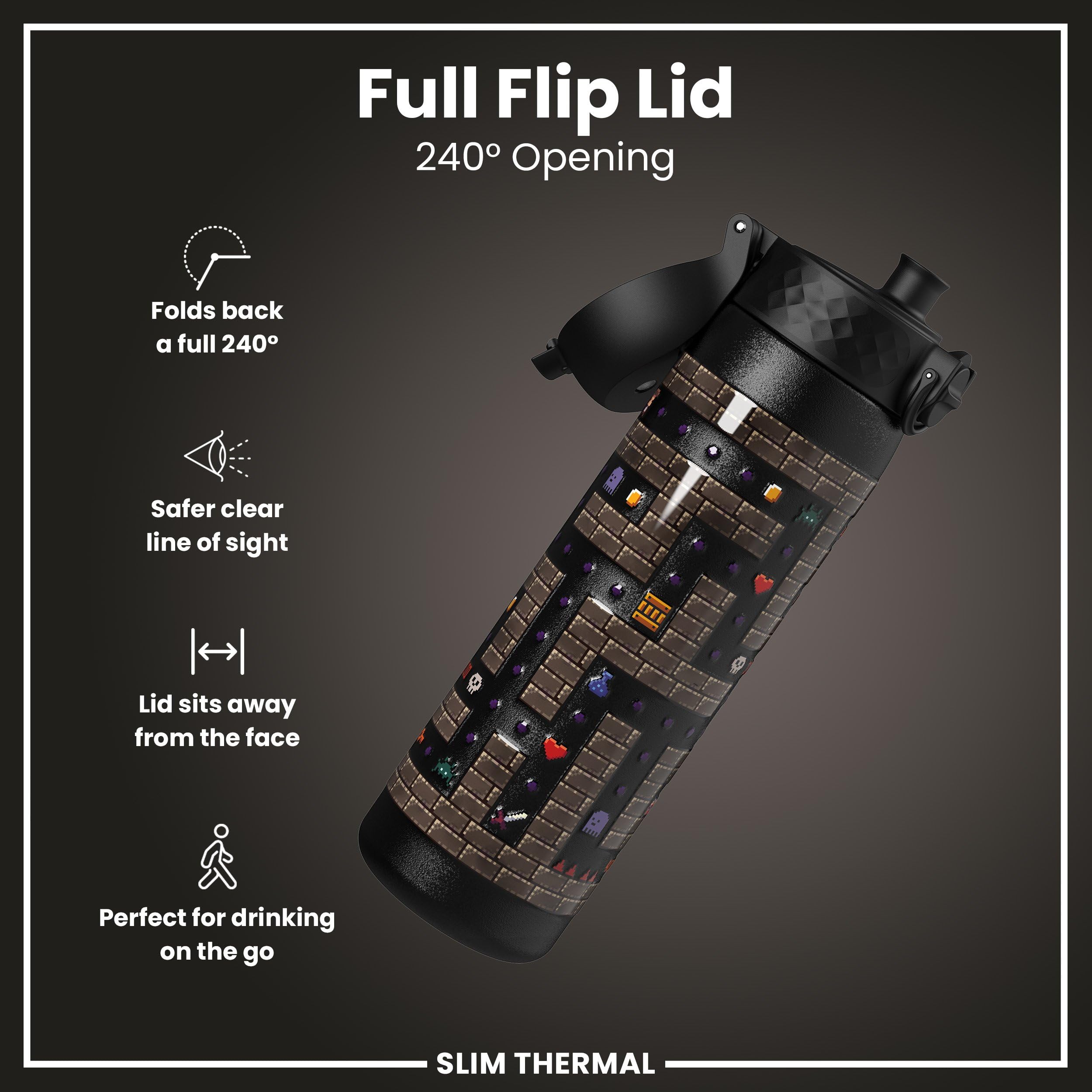 Ion8 Vacuum Insulated Steel Water Bottle - 500 ml/17 oz | Leak Proof | Gamer Color 4