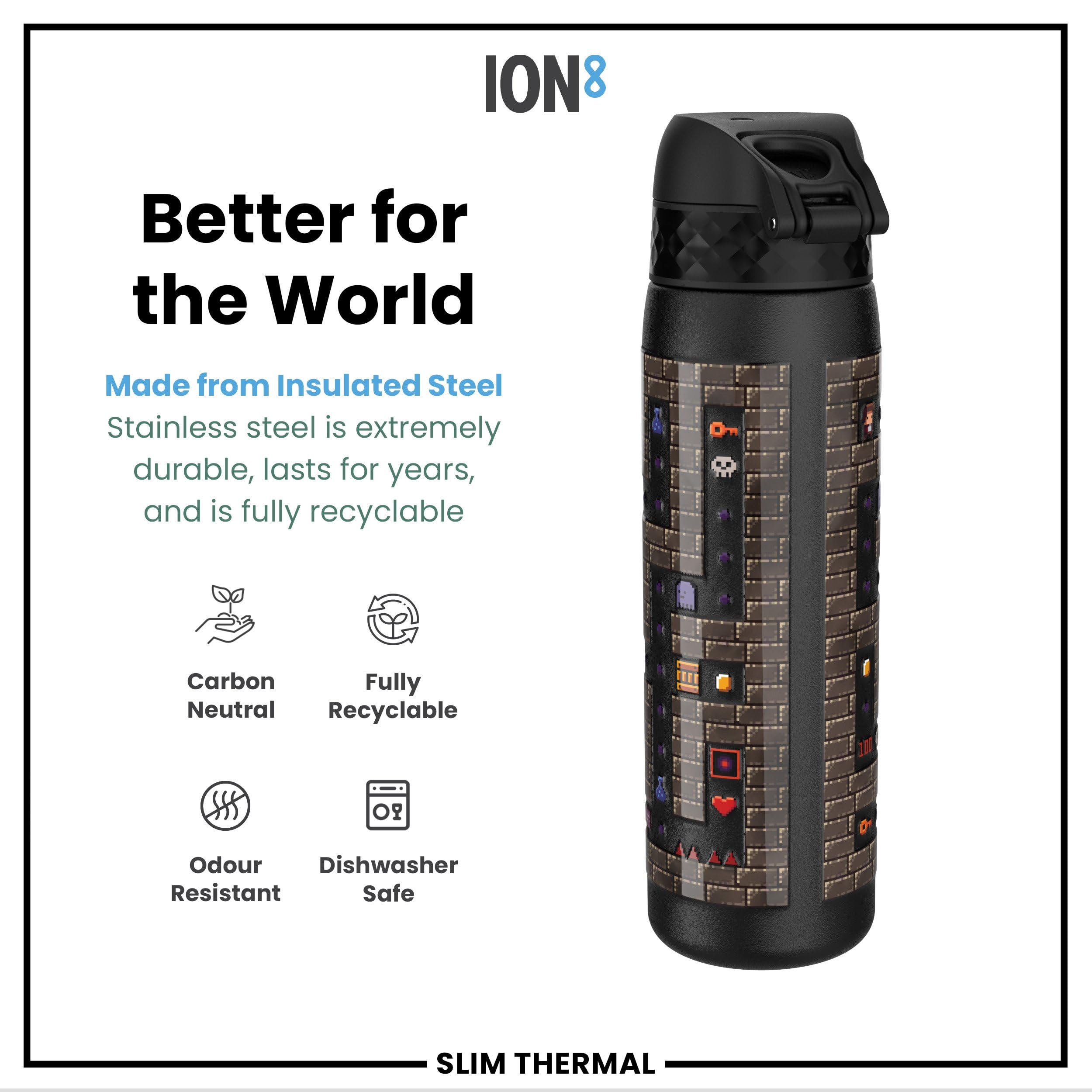 Ion8 Vacuum Insulated Steel Water Bottle - 500 ml/17 oz | Leak Proof | Gamer Color 5