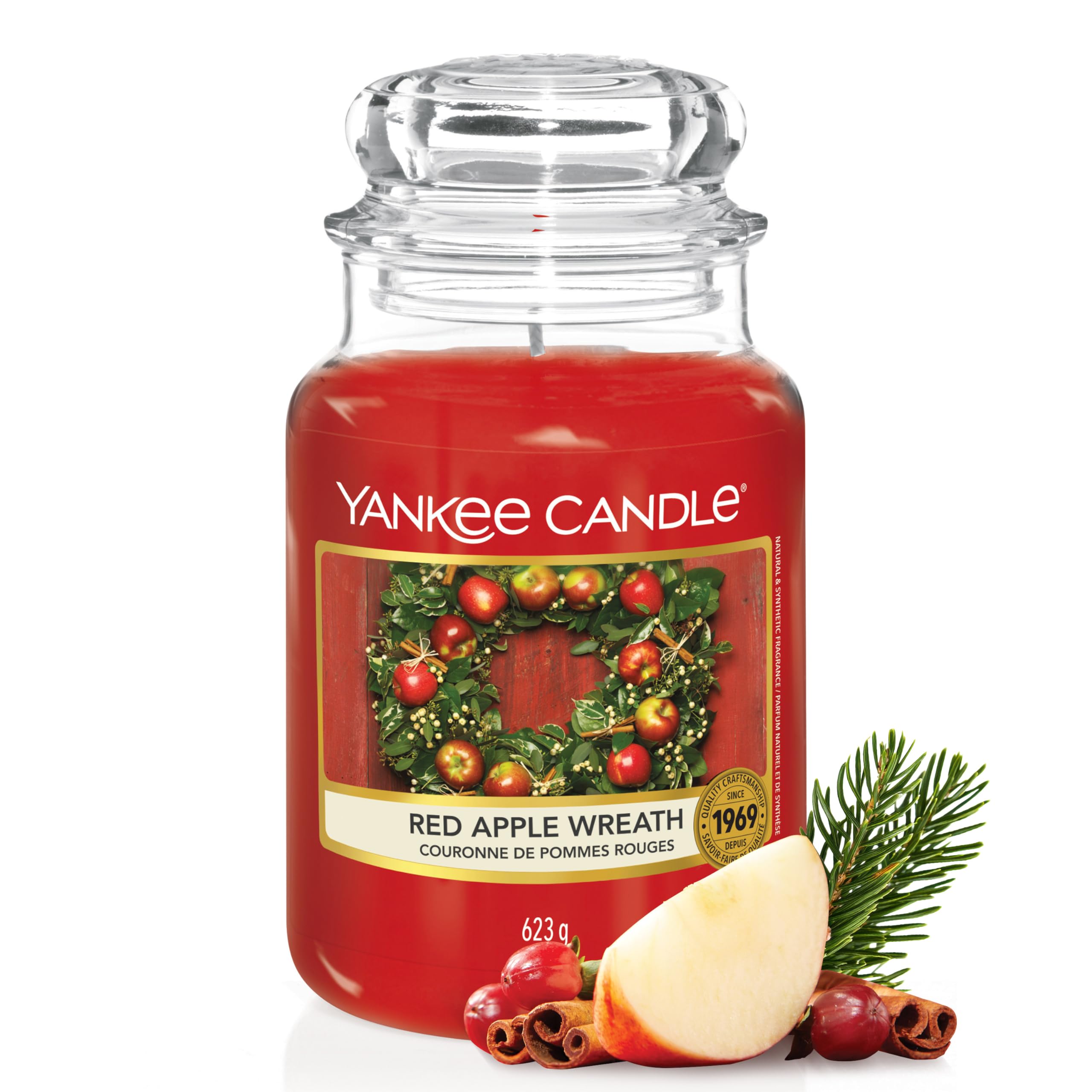 Yankee Candle Red Apple Wreath Scented Candle | Large Jar | Up to 150 Hours Burn Time 1