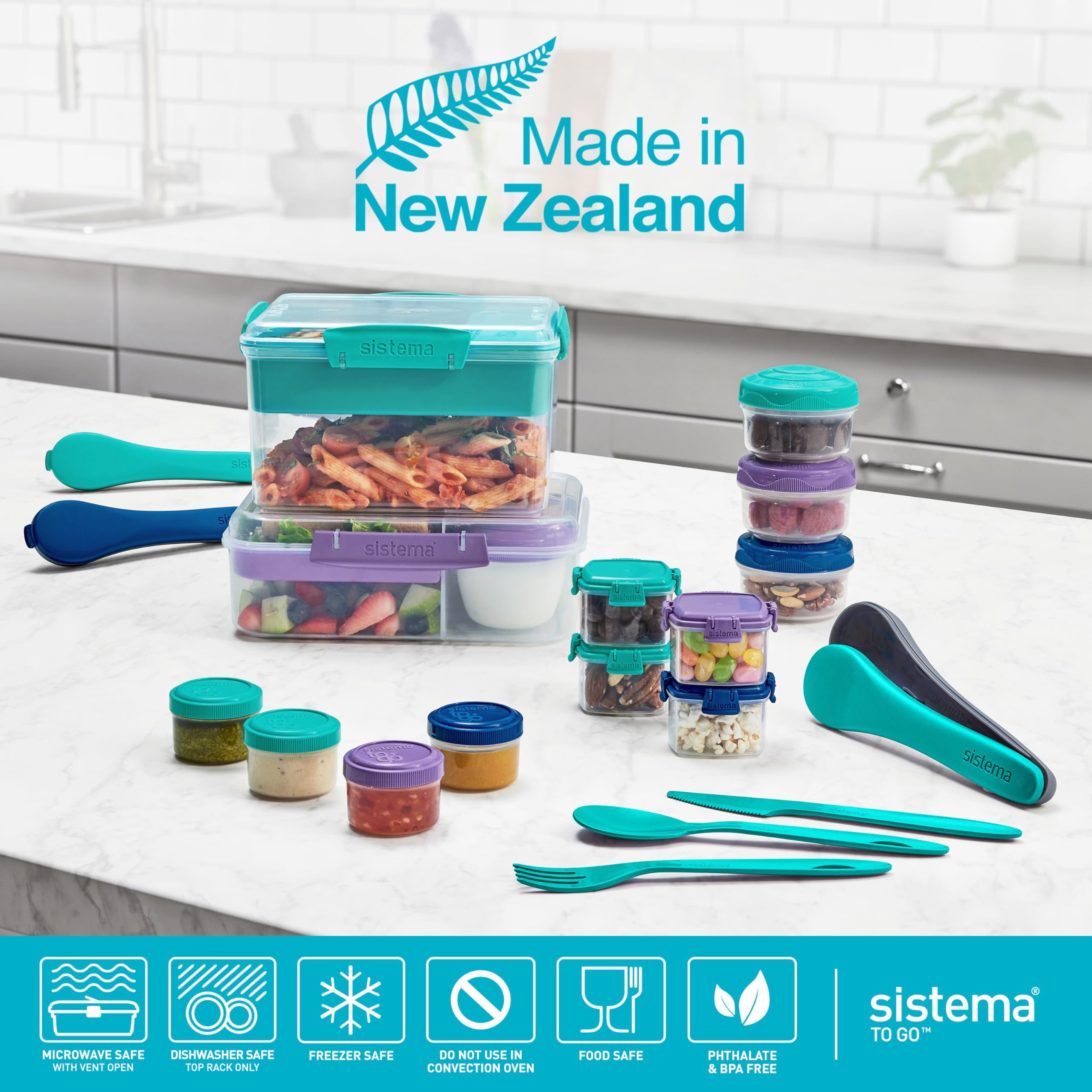 Sistema Bento Box Lunch Container - 1.65 L Capacity | Hinged Lid with Seal | Minty Teal 6
