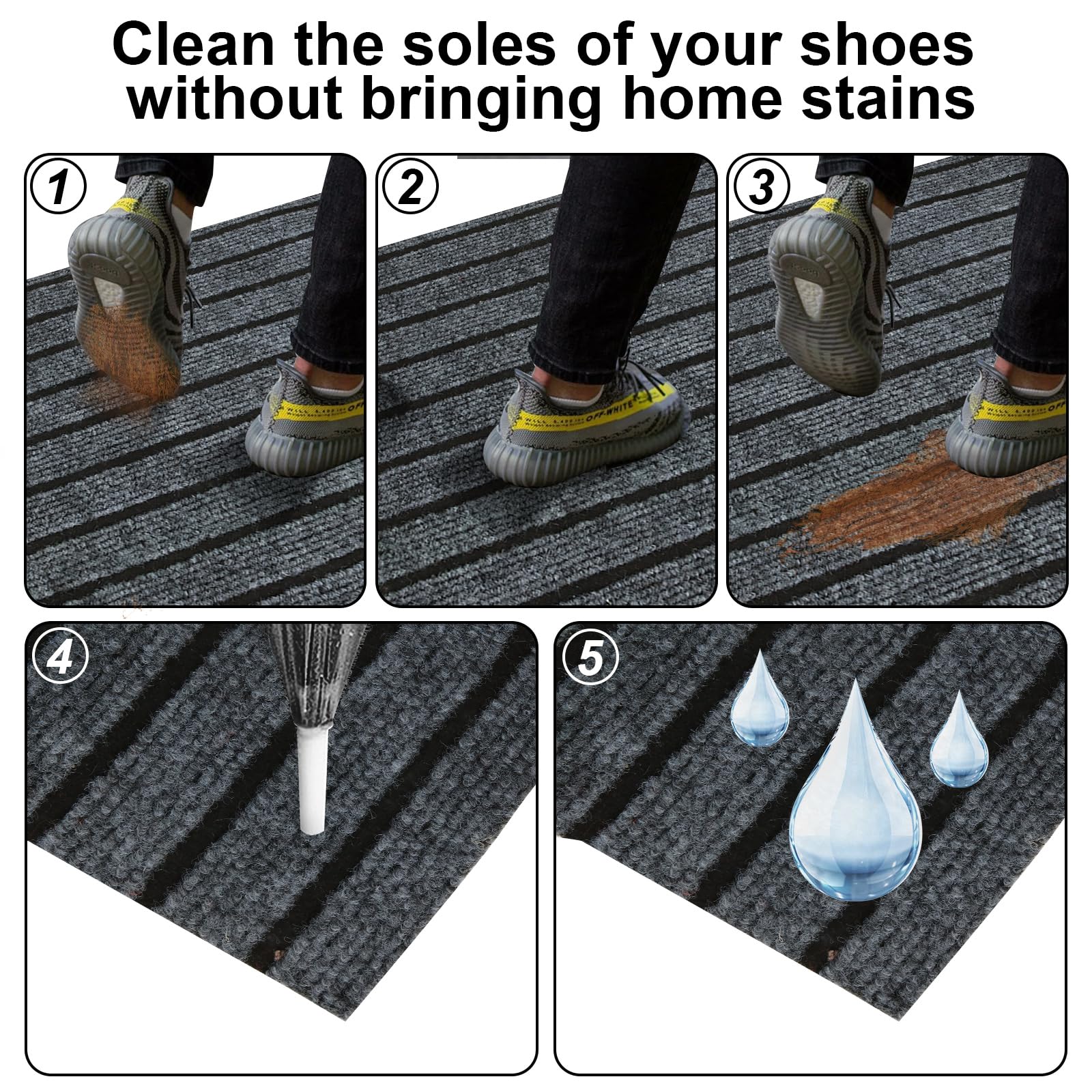 ASelected Indoor/Outdoor Doormat - Heavy Duty, Washable Rubber, 40x60 cm | Grey 4
