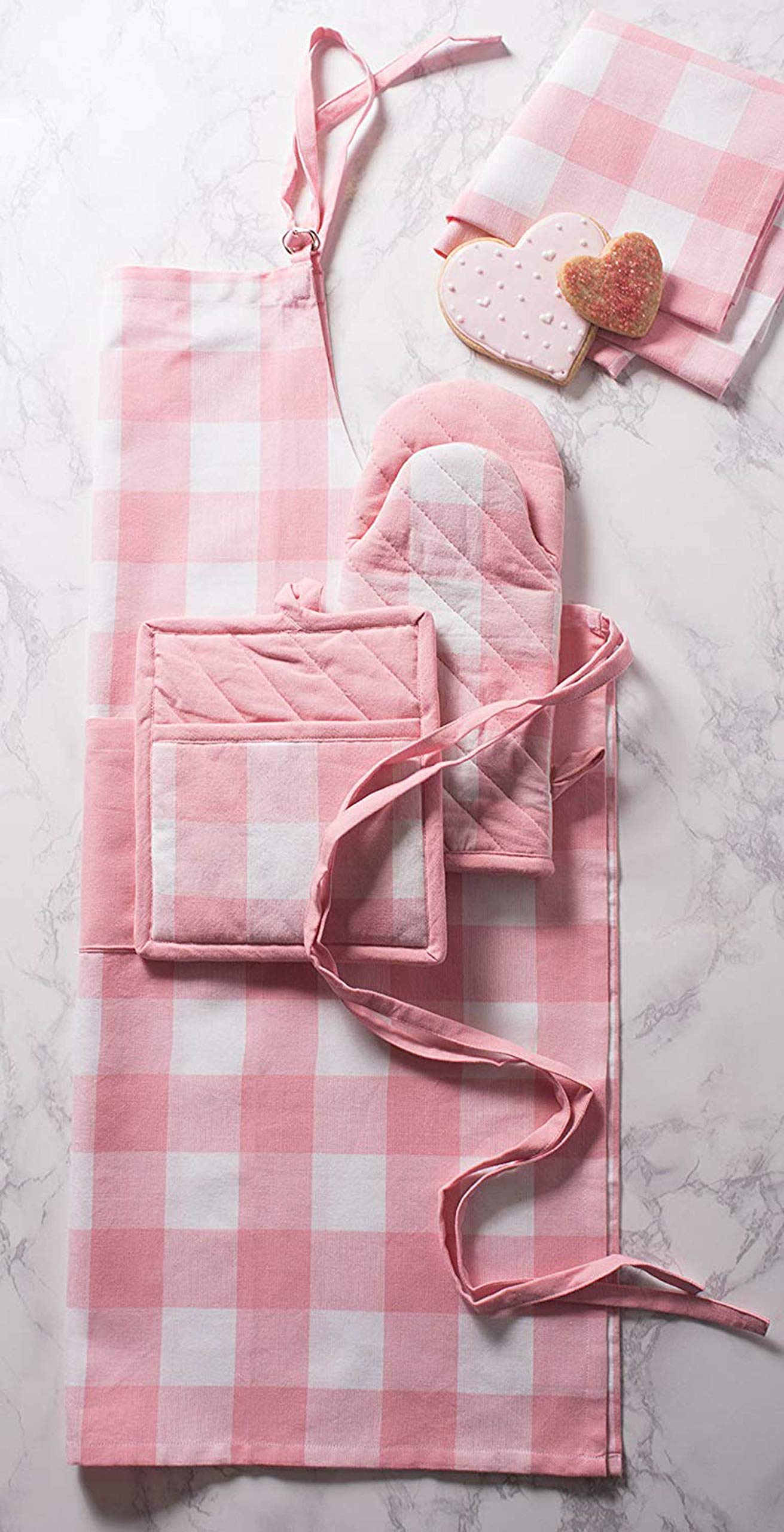 DII Buffalo Check Kitchen Collection Dishtowel Set - Pink & White | 20x30 Inches | 3 Pack 8
