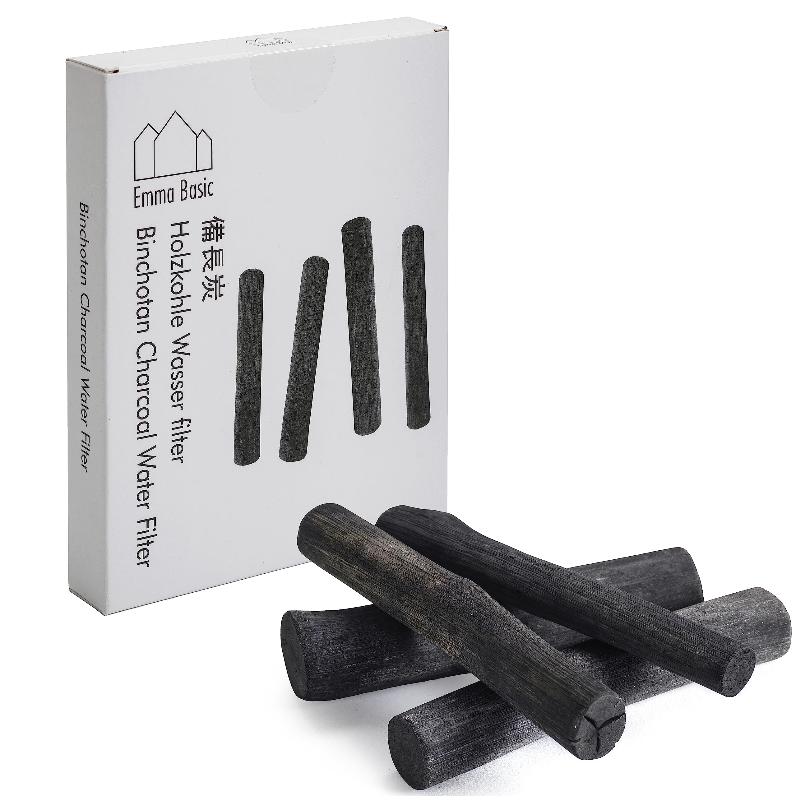 Ken Chiku Emma Basic Binchotan Charcoal Water Filter - 4 Pcs | Natural Purification 1