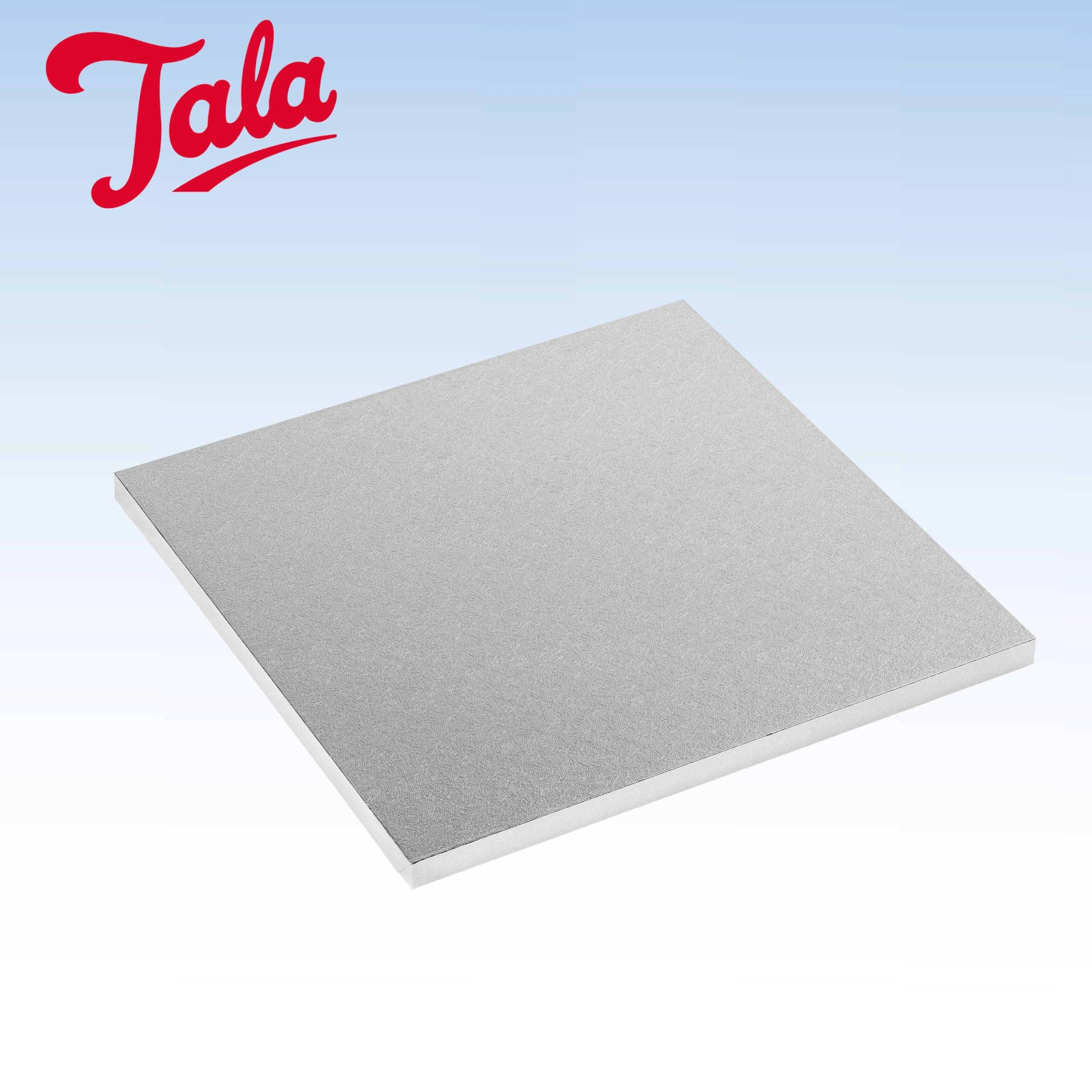 Tala Square Cake Board - 10x10 Inch (25cm) | 3mm Thick | Embossed Silver Foil Finish 2