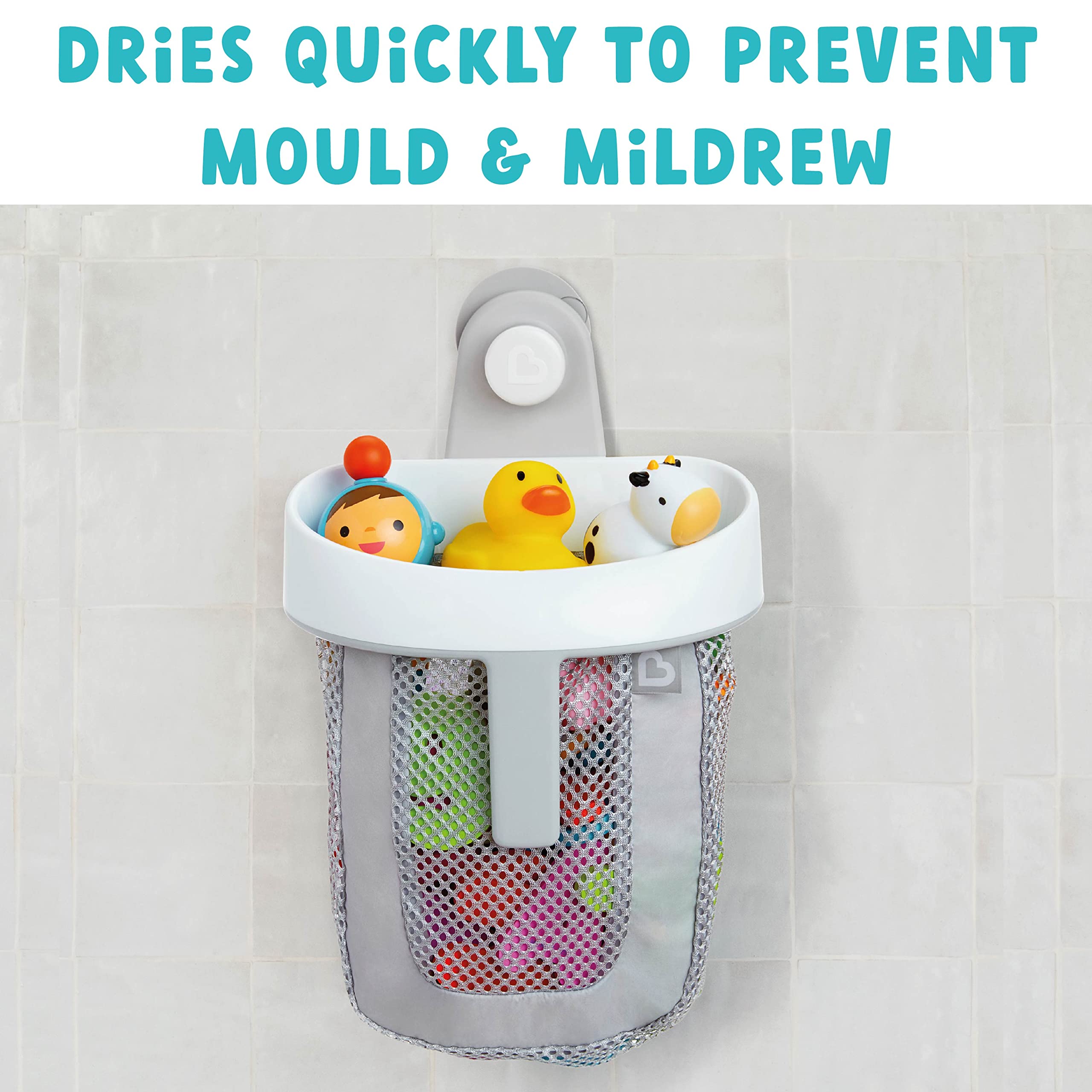Munchkin Super Scoop Bath Toy Organiser - Grey | Medium Size | Portable Storage 4