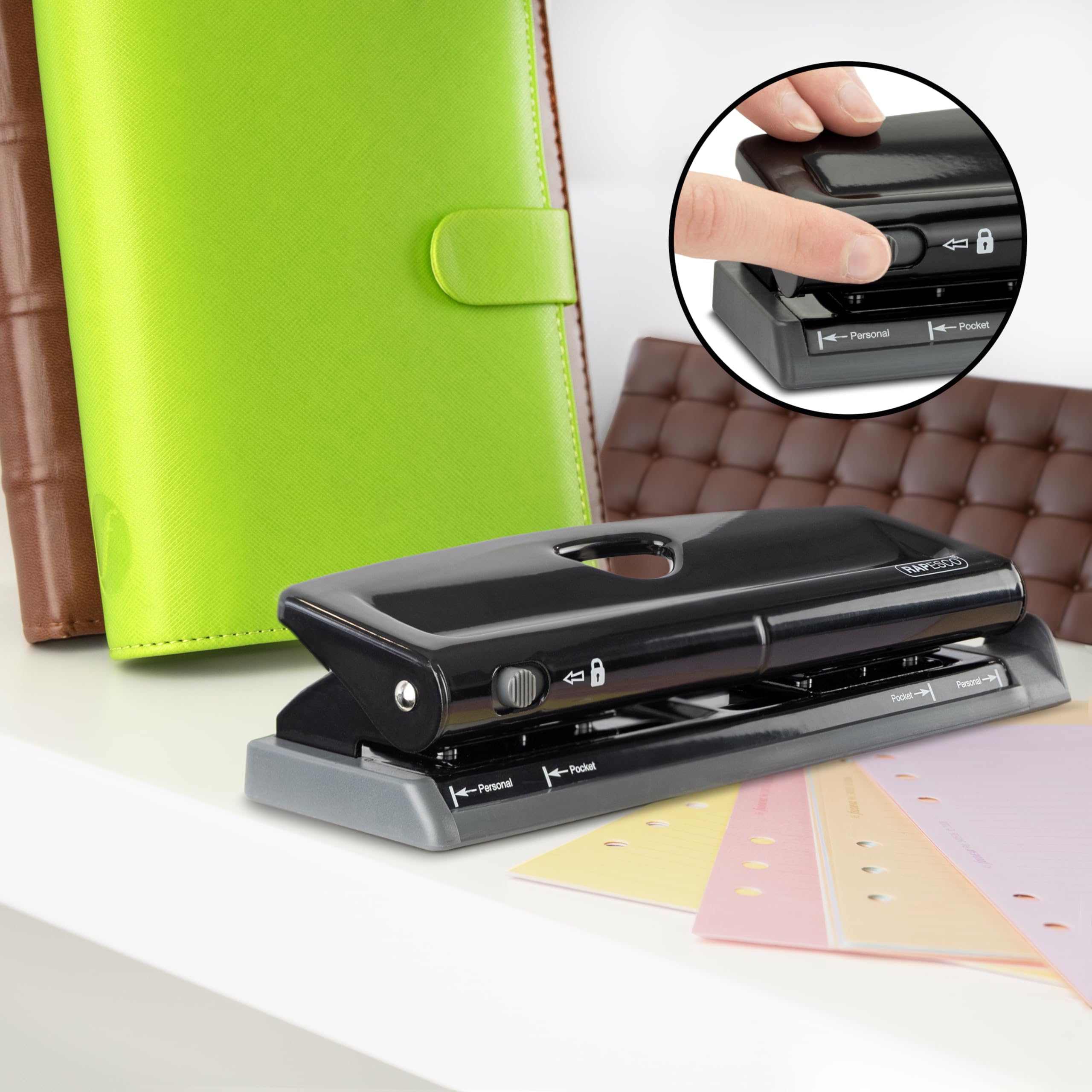 RAPESCO Adjustable 6-Hole Punch - 9 Sheet Capacity | Metal Construction | Black 5