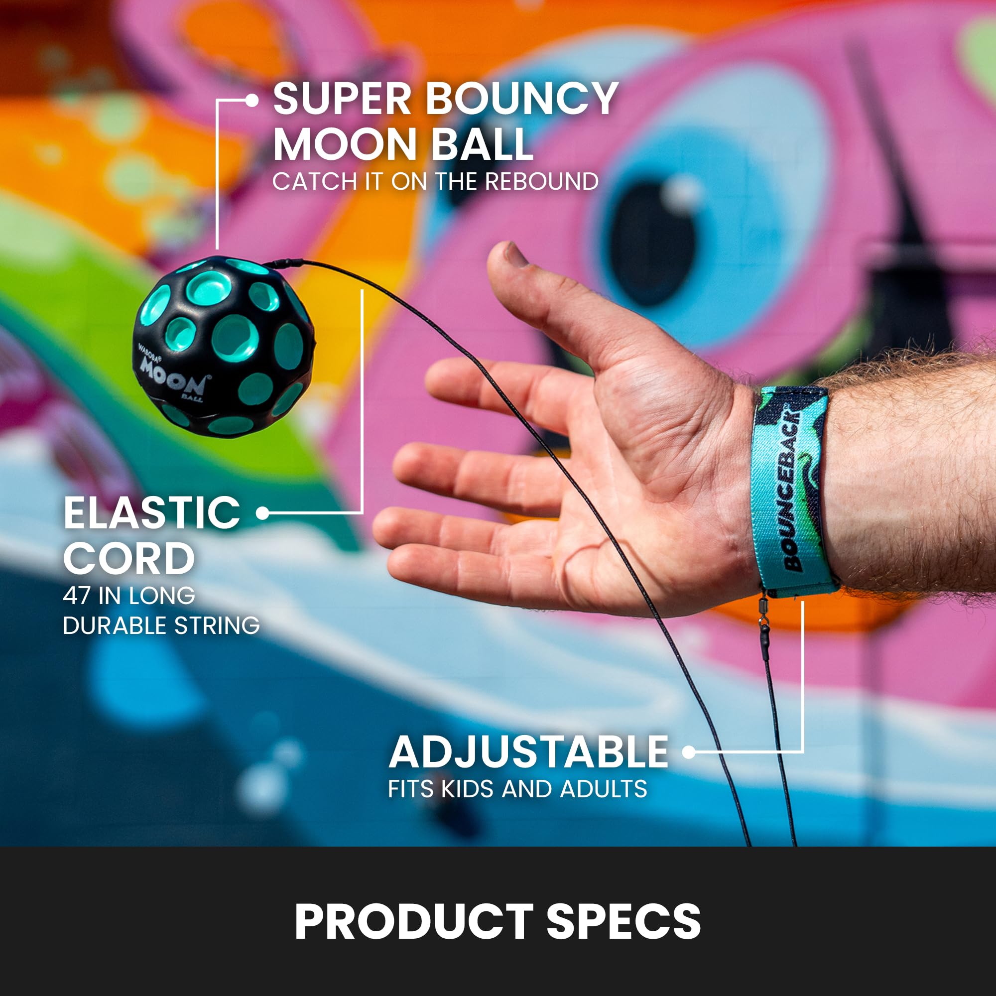 Waboba Bounceback x Returning Moon Ball - High-Bouncing, Self-Returning Toy | Blue | 60 mm 5