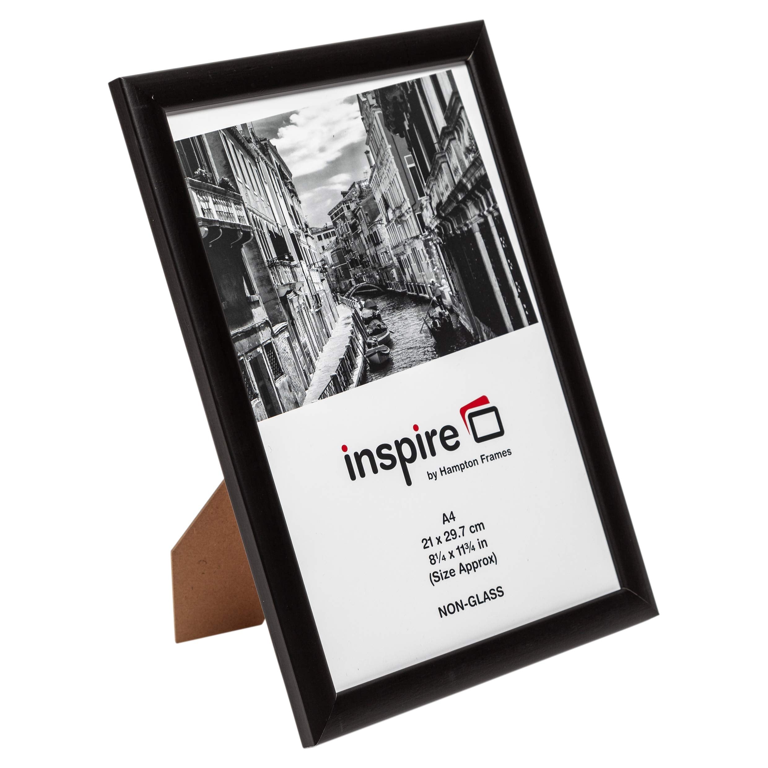 Hampton Frames Matt Black Wood A4 Certificate Photo Frame | Non-Glass Front | Freestanding or Wall Mount