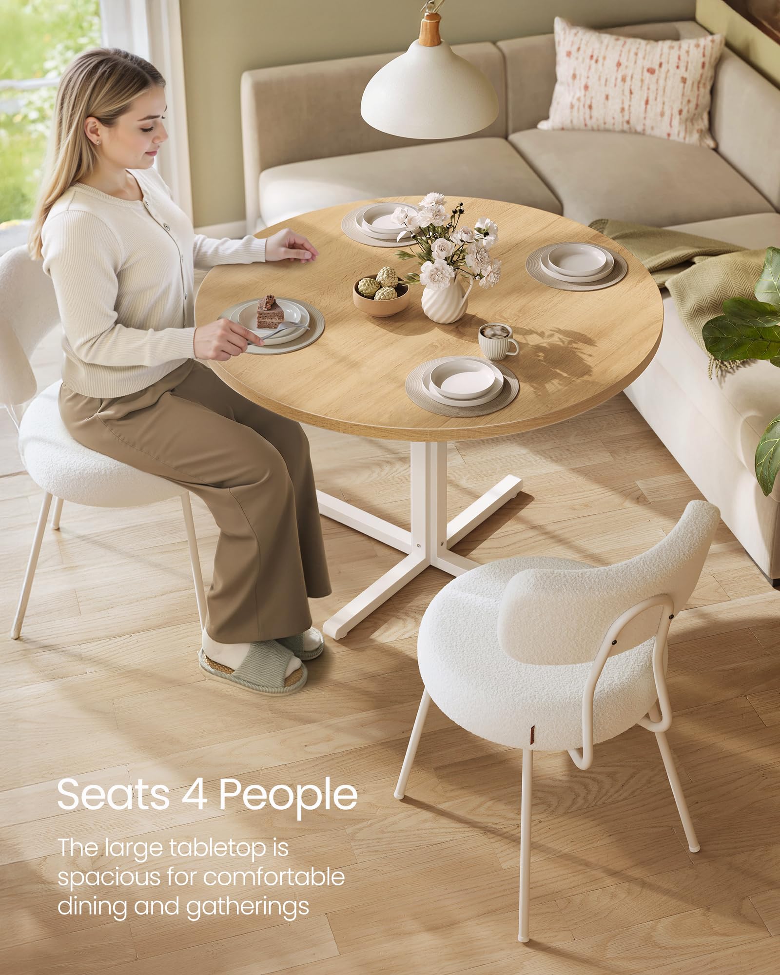 VASAGLE Round Dining Table - Modern Farmhouse Style | Seats 2-4 People | 80cm Diameter 5