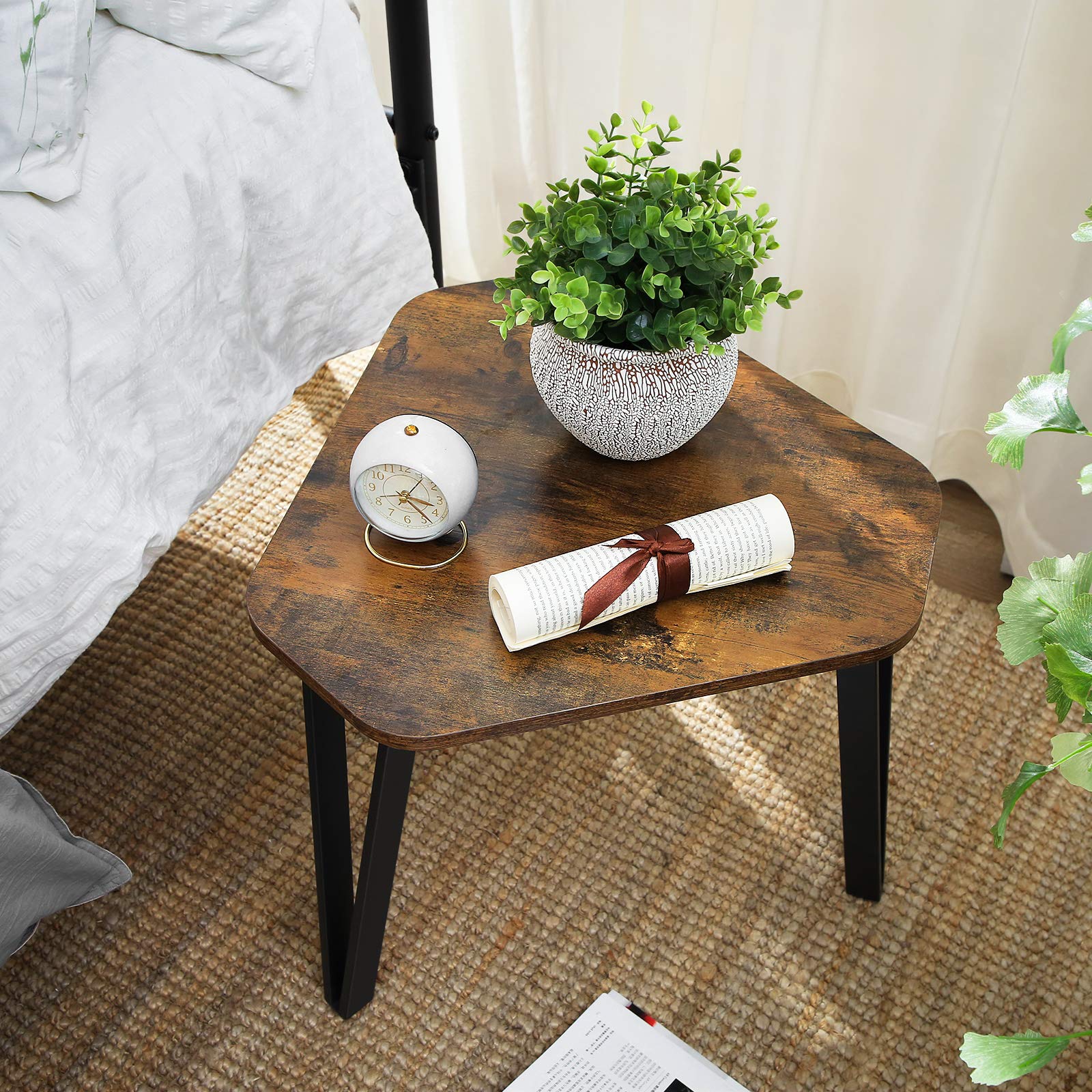 VASAGLE Nesting Coffee Table Set of 3 End Tables for Living Room | Rustic Brown + Black | Industrial Style 8
