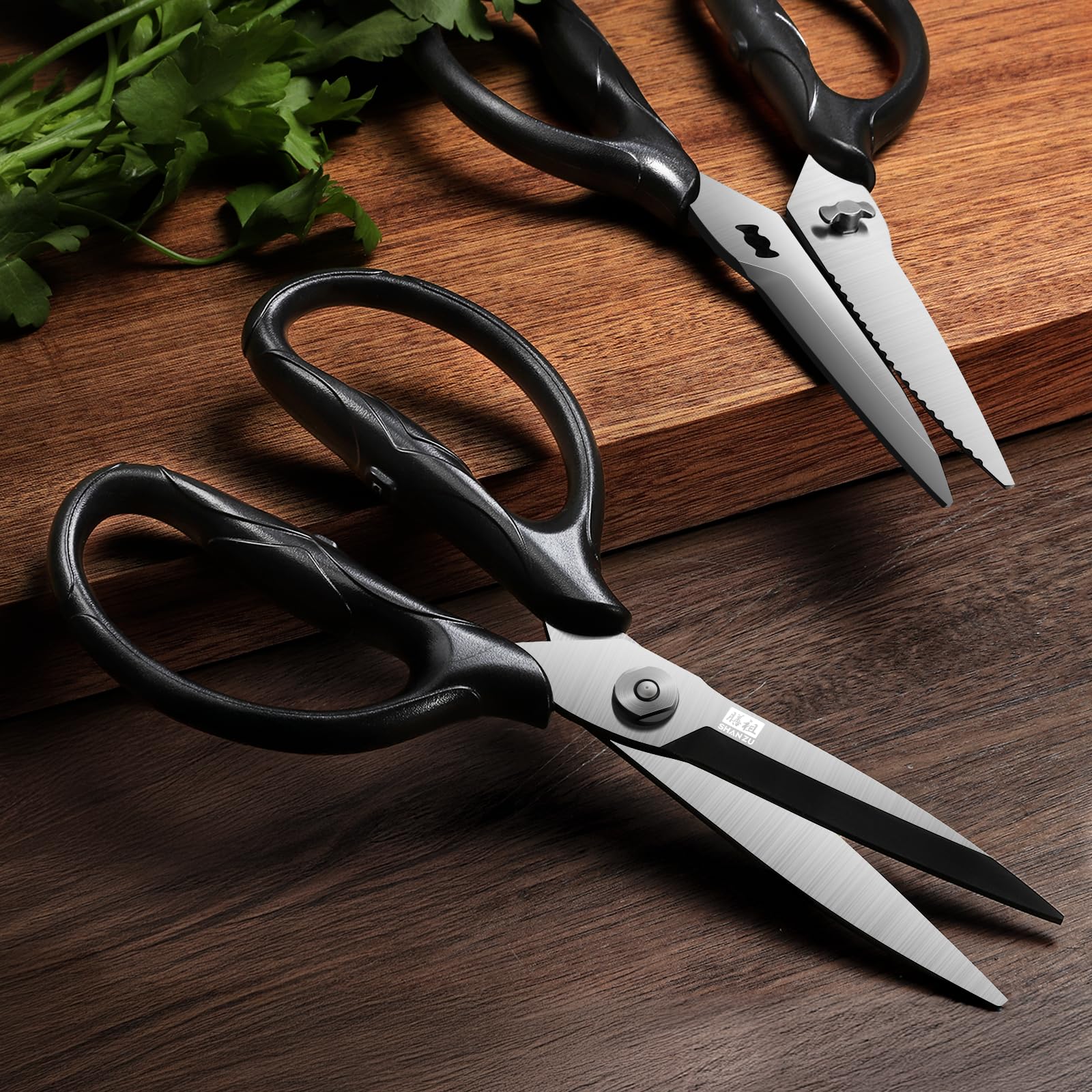 SHAN ZU Heavy Duty Kitchen Scissors - 8.4" Japanese Poultry Shears | Titanium Plated 5Cr15MoV Steel 7