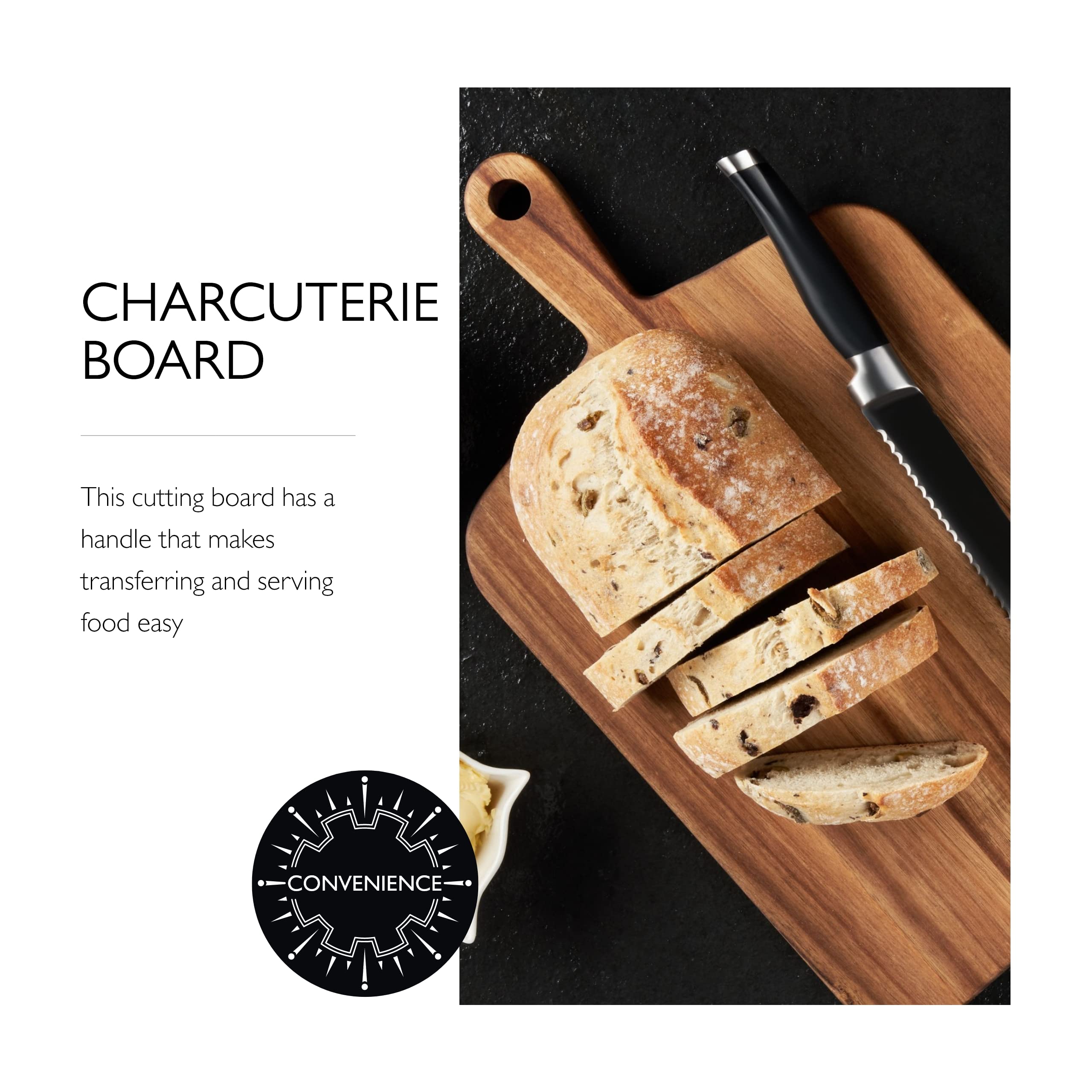 Cole & Mason Barkway Medium Acacia Wood Chopping Board with Handle | 460mm x 270mm | Double Sided 3