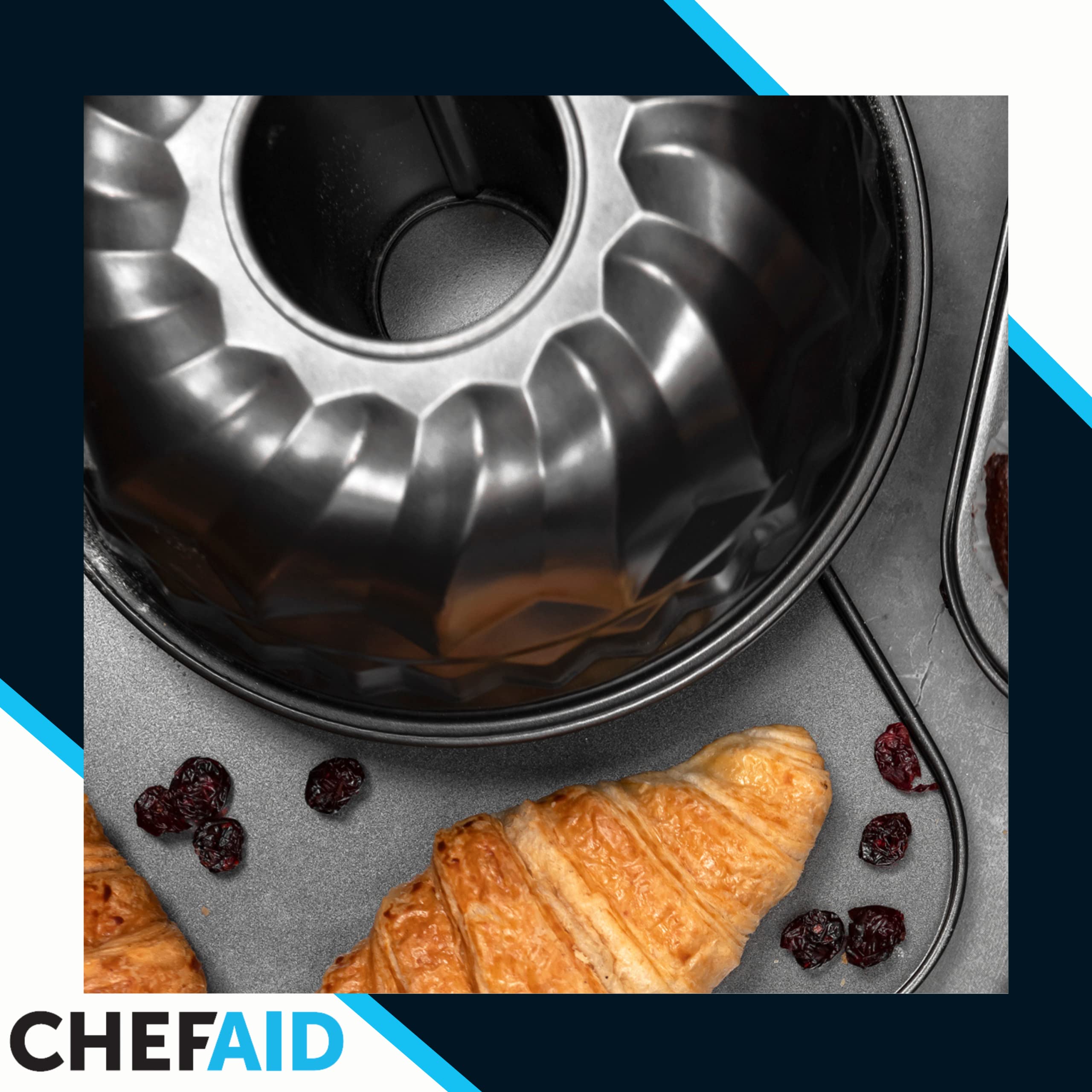 Chef Aid Non-stick Fluted Cake Tin - 22.5 cm Diameter | Steel | Serves 10-12 Portions 6