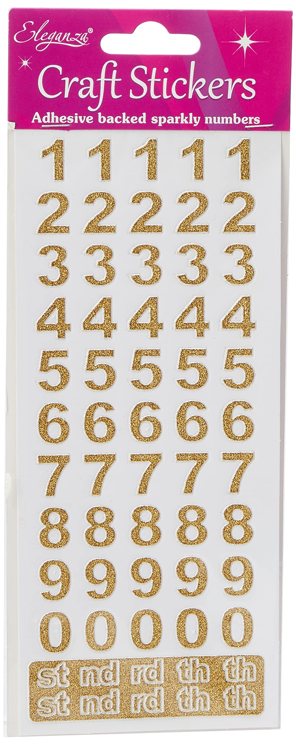 ELEGANZA Gold Bold Number Stickers Set (60 Pcs) | Strong Adhesive | For Scrapbooking 1