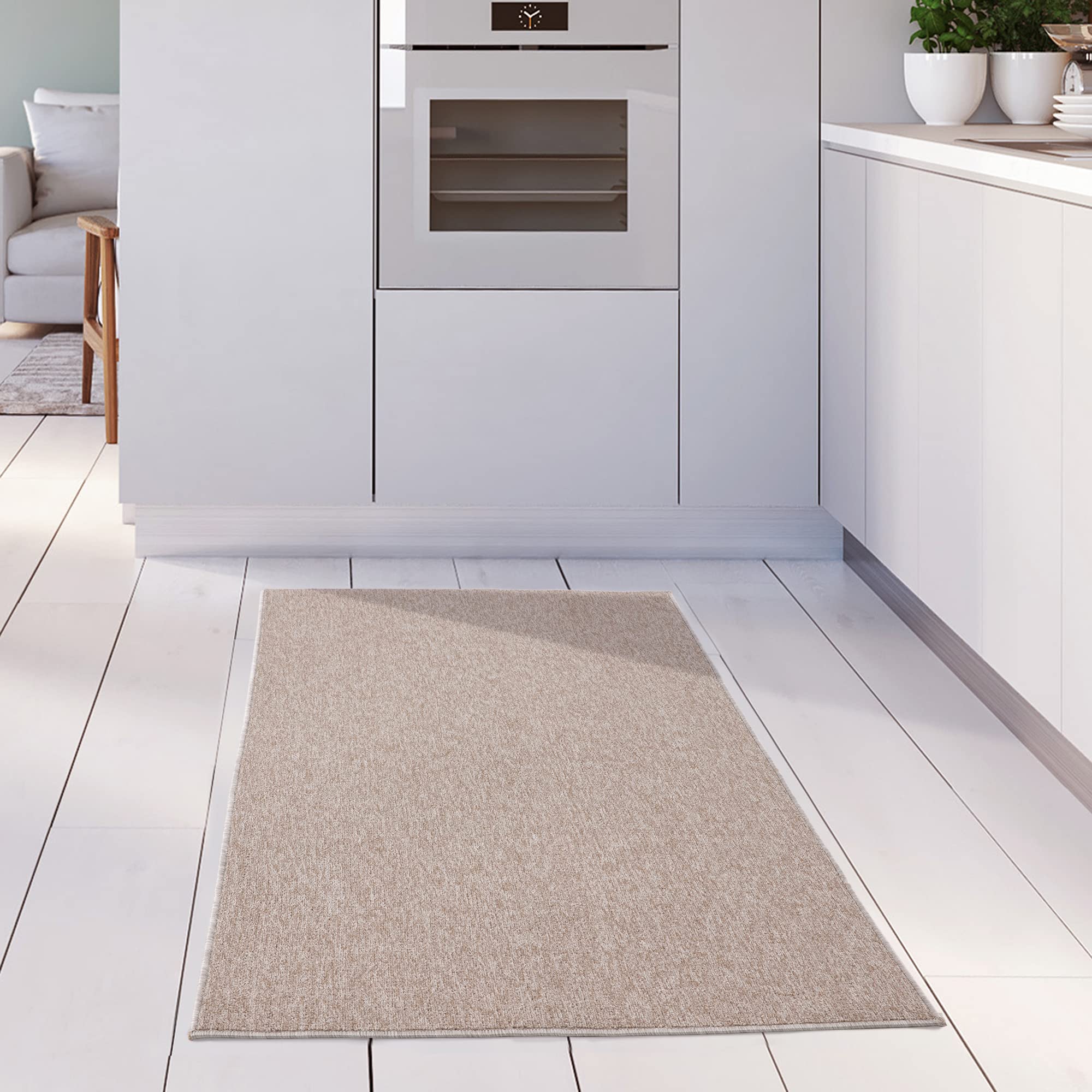THE RUGS Low Pile Area Rug - Modern Indoor Style | 80 x 150 cm | Beige 3