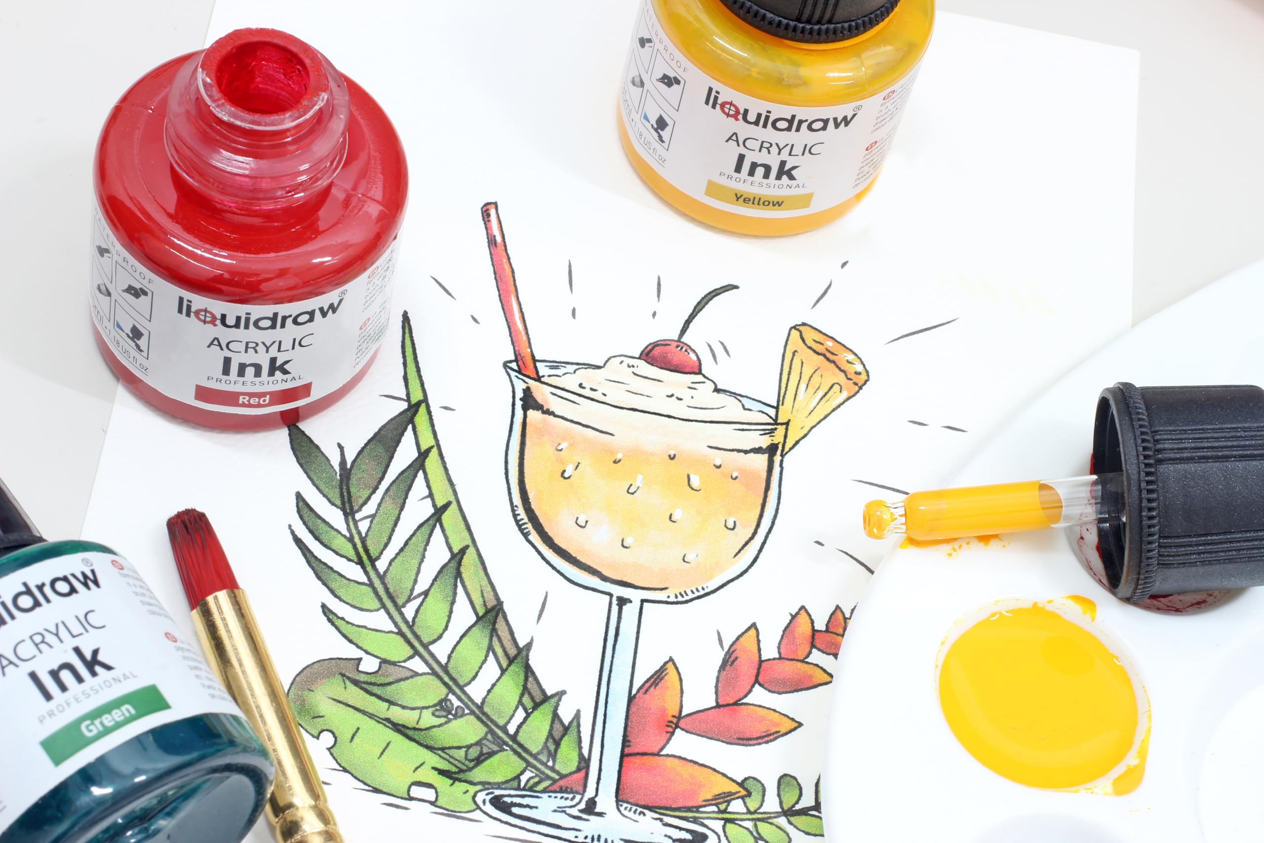 Liquidraw Acrylic Drawing Ink - 10 Assorted Colours | 35 ml Bottles 5