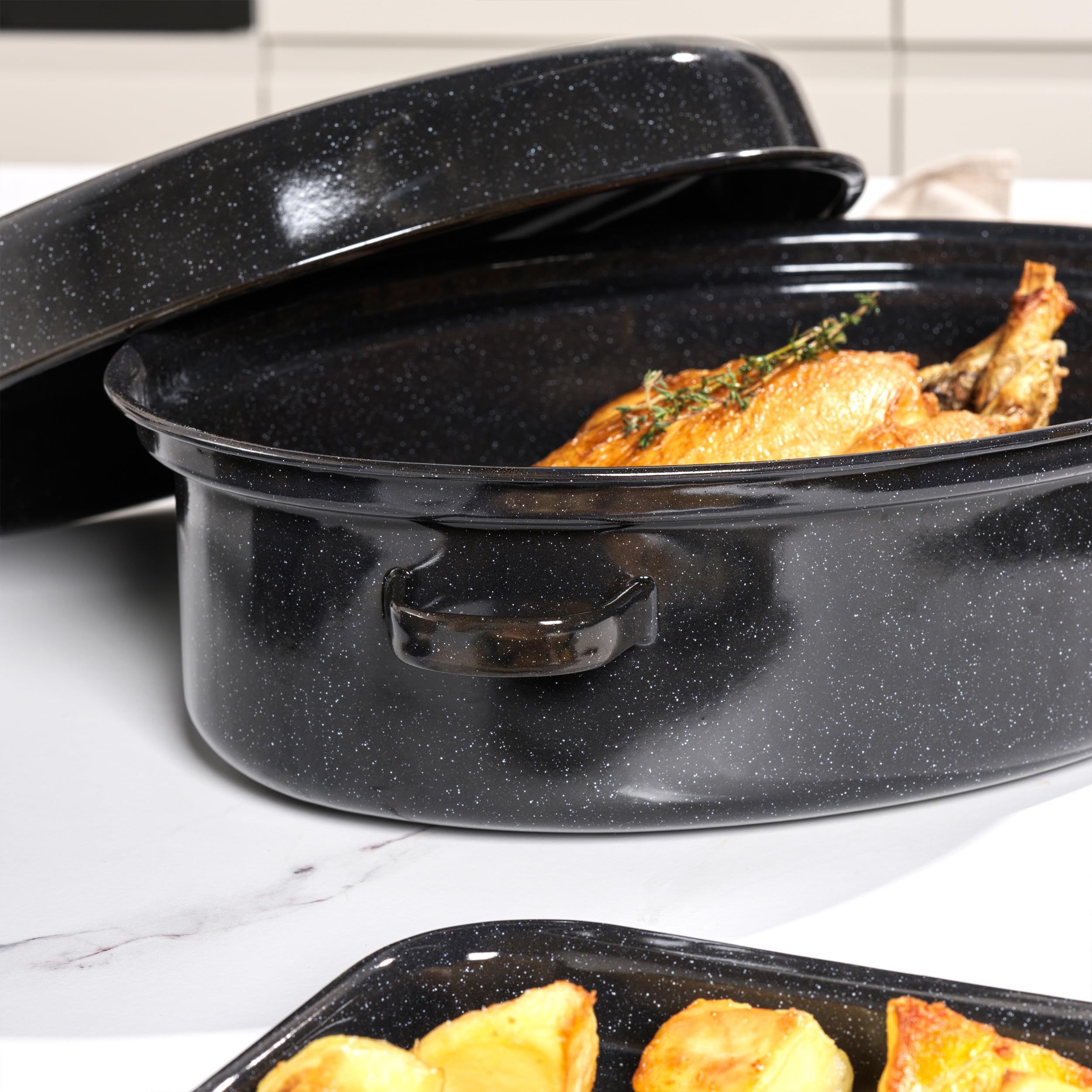 Salter Self-Basting Roaster - 38cm Oval, PFAS-Free Vitreous Enamel, Oven Safe to 230°C 9