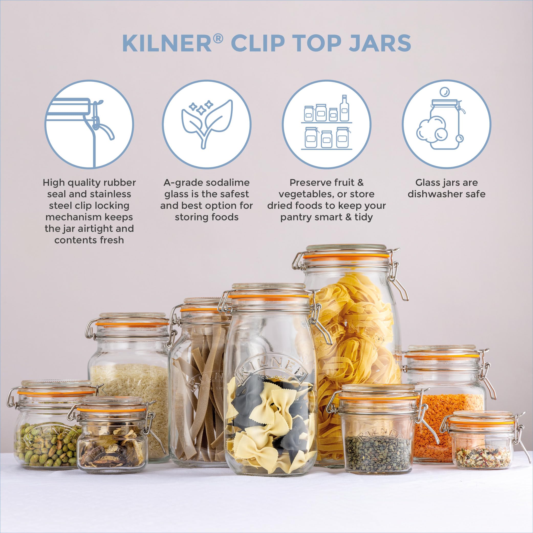 Kilner Clip Top Jar - 2 Litre Airtight Glass Storage for Preserving & Pantry | Dishwasher Safe 6