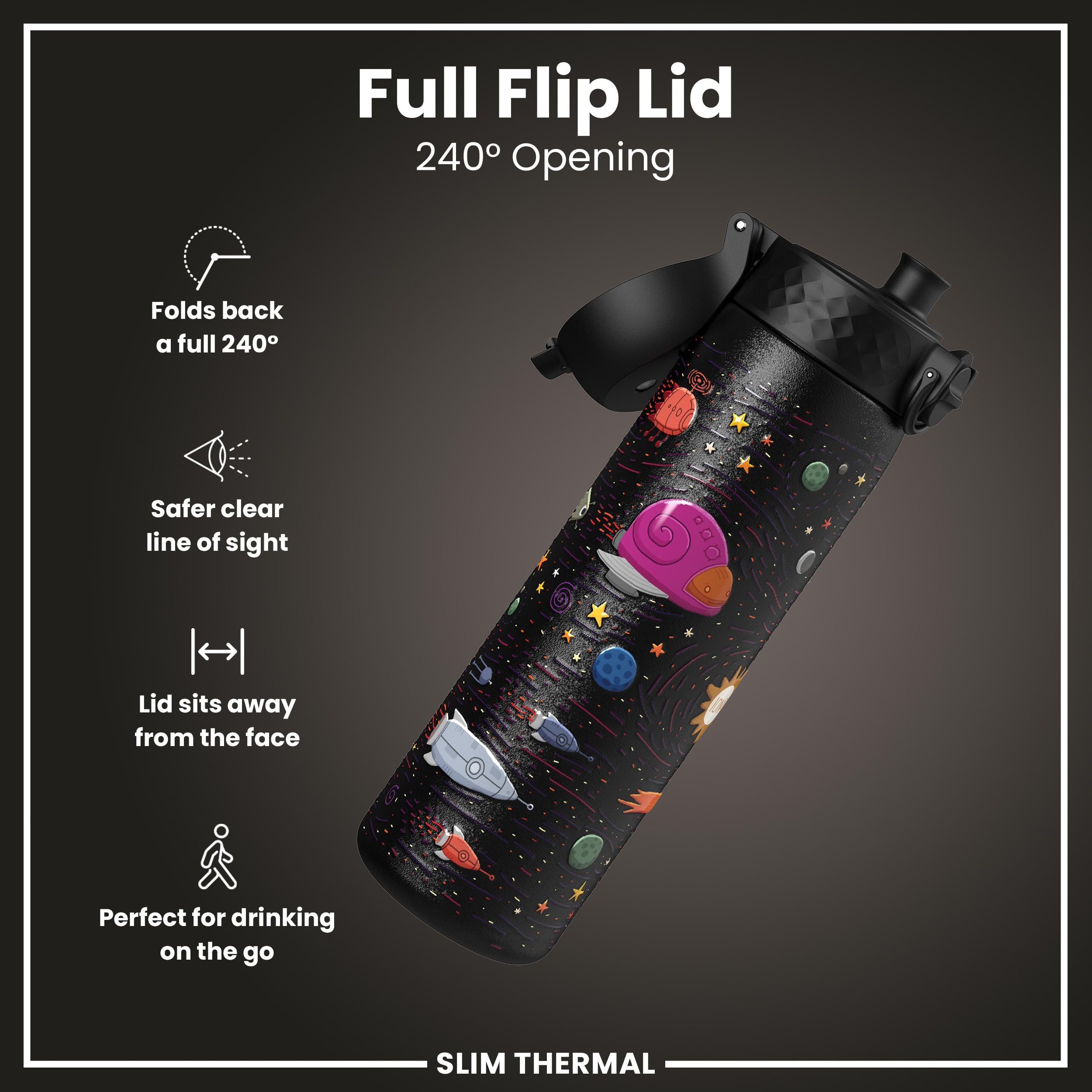 Ion8 Vacuum Insulated Steel Water Bottle - 500 ml/18 oz | Leak Proof | Spaceships 4