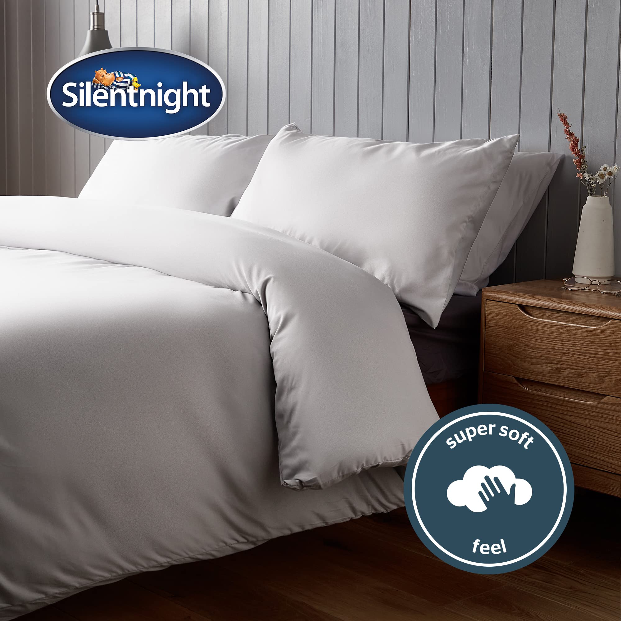 Silentnight Supersoft Microfibre Duvet Cover Set - King Size | 3 Piece Set | White 2