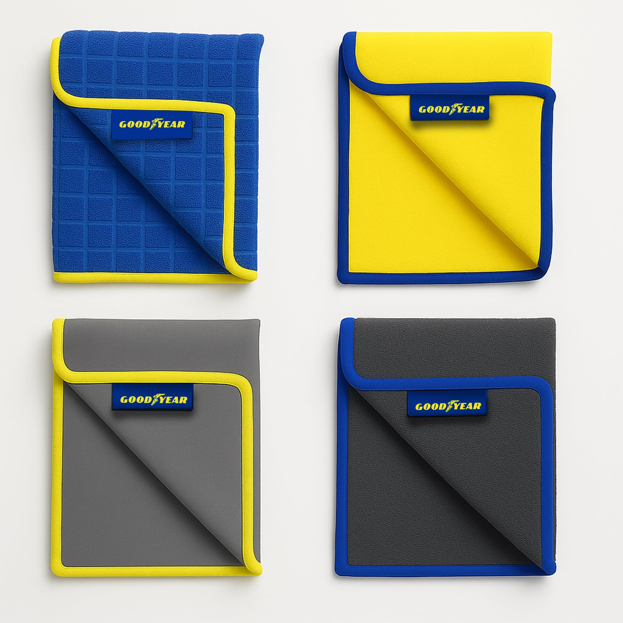 Goodyear 4PC Microfiber Cloth Set - Vehicle Cleaning | 40cm x 30cm | Machine Washable 3