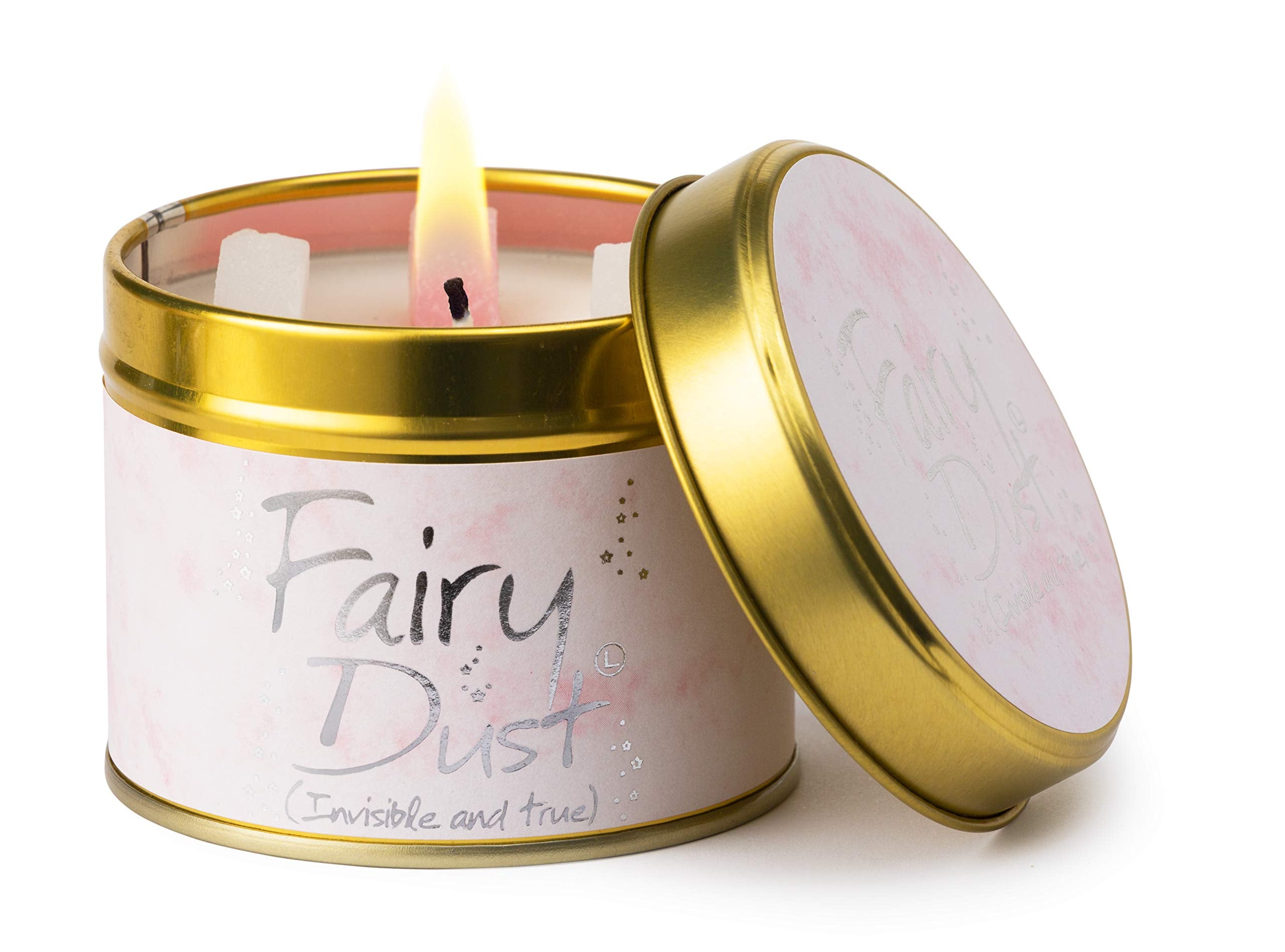 Lily-Flame Fairy Dust Tin Candle - Pink Wax, 35 Hour Burn Time | Vegan & Cruelty-Free 1