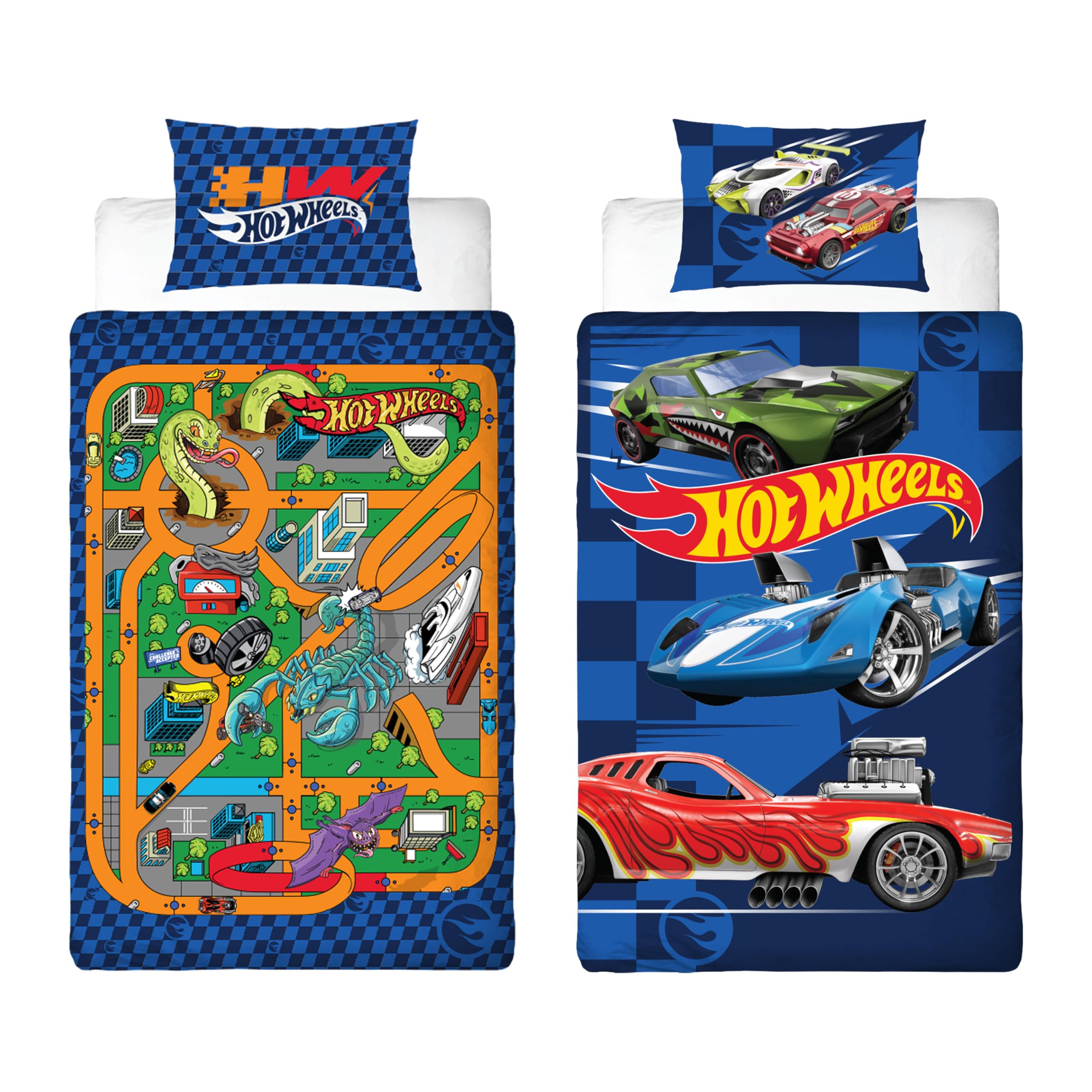 Character World Hot Wheels Officially Licensed Single Duvet Cover Set | 135 x 200cm | 100% Polyester 1
