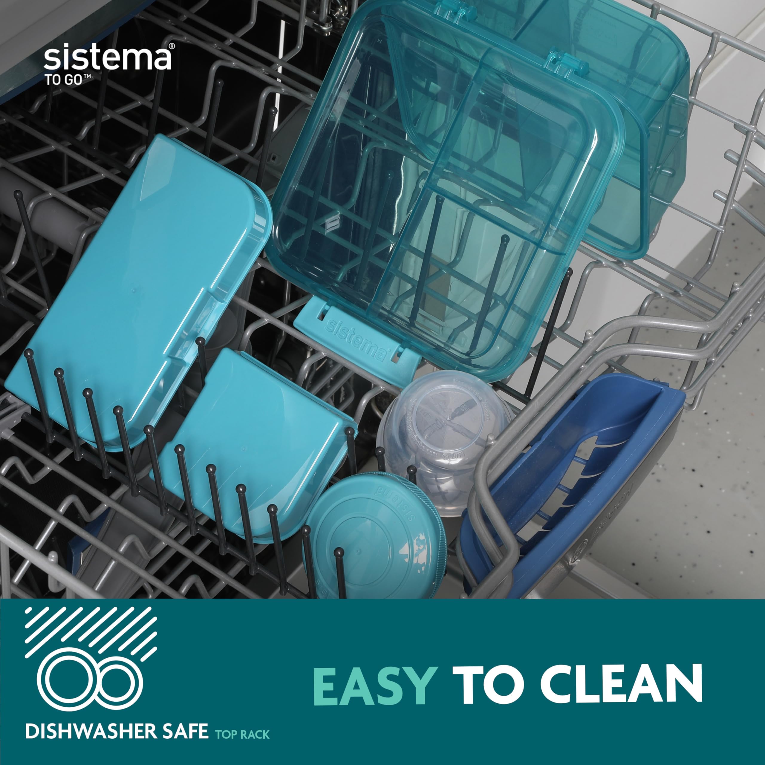 Sistema TO GO Bento Box Cube - 1.25 L Capacity | Minty Teal Lunch Box with Snack Pot | BPA-Free 4