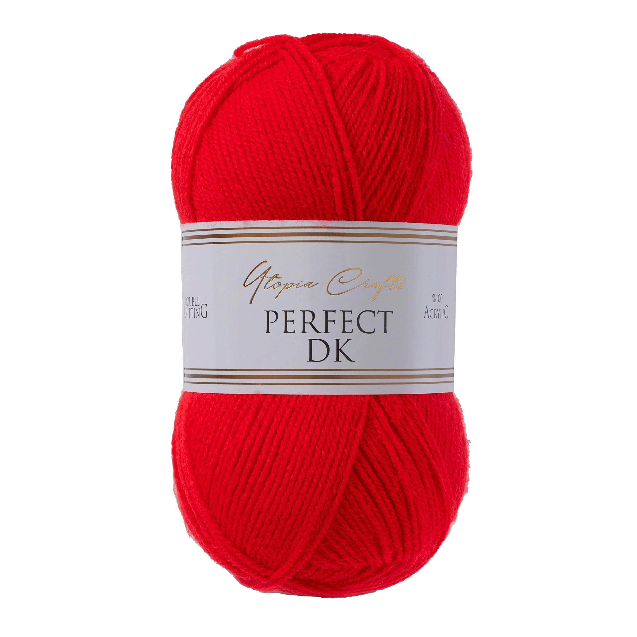 Utopia Crafts DK Double Knitting Yarn - 100% Acrylic, Scarlet Color | 100g Ball 1